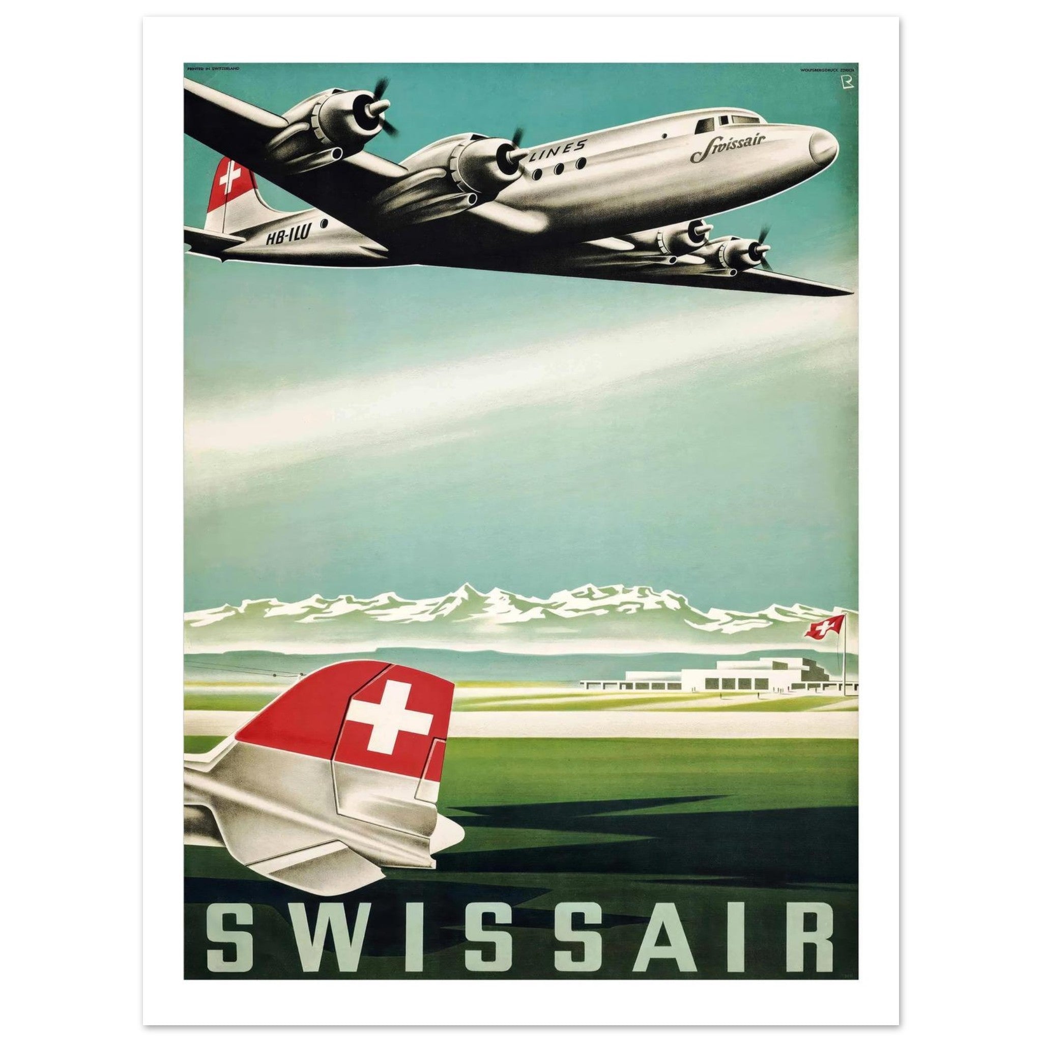 Swissair Vintage Travel Poster - Transit Art