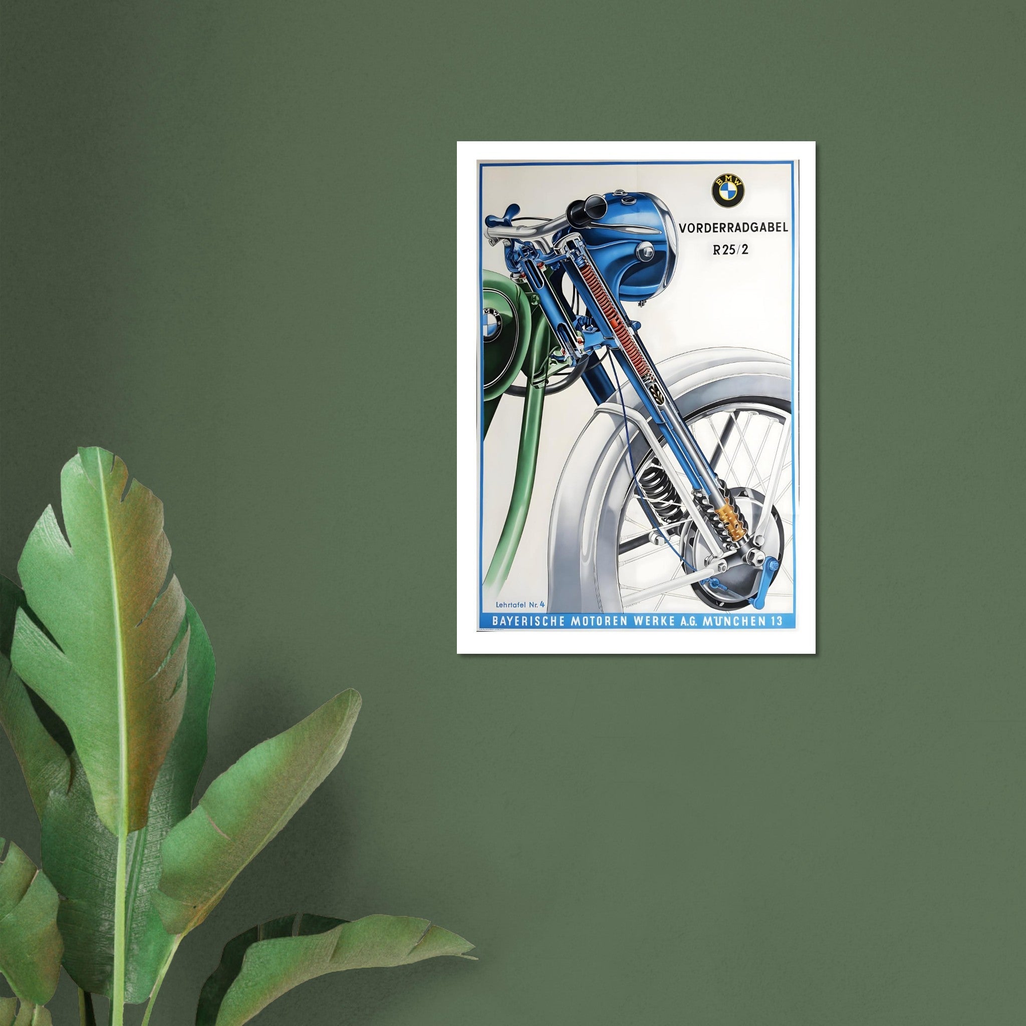 Technical BMW R25/2 Front Fork Poster - Transit Art