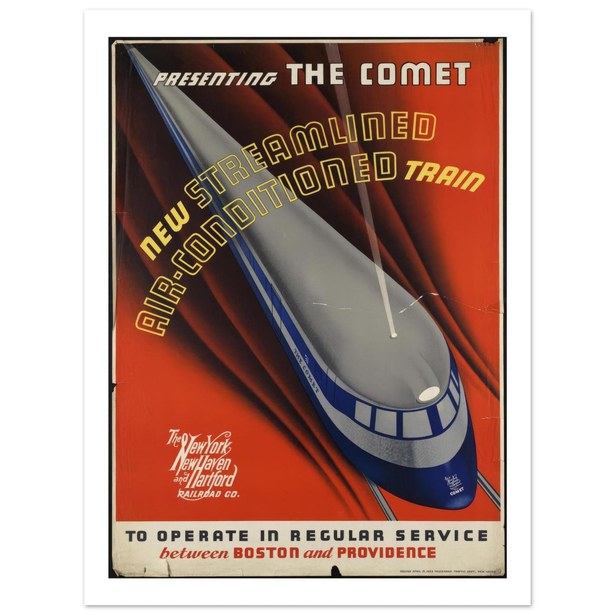The Comet "Streamlined Air - Conditioned Train" Vintage Poster - Transit Art