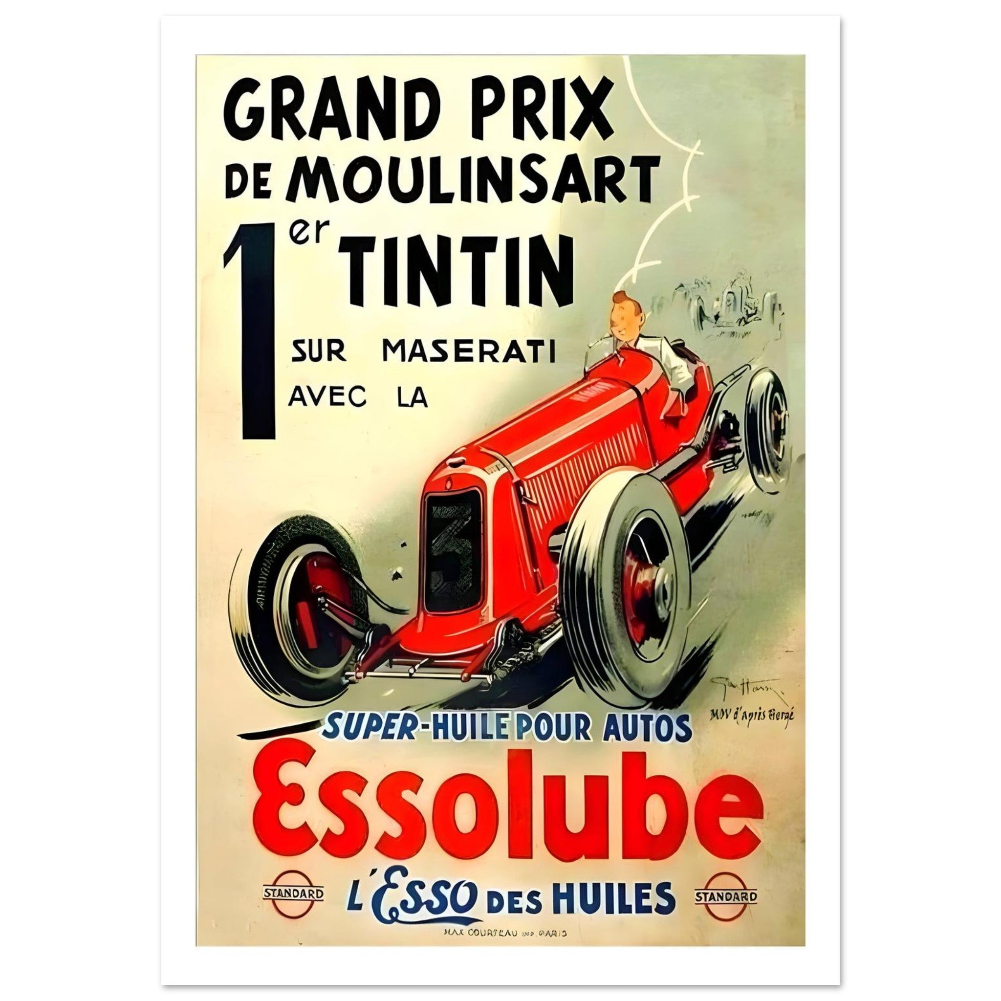 Tintin Essolube Grand Prix de Moulinsart Poster - Transit Art