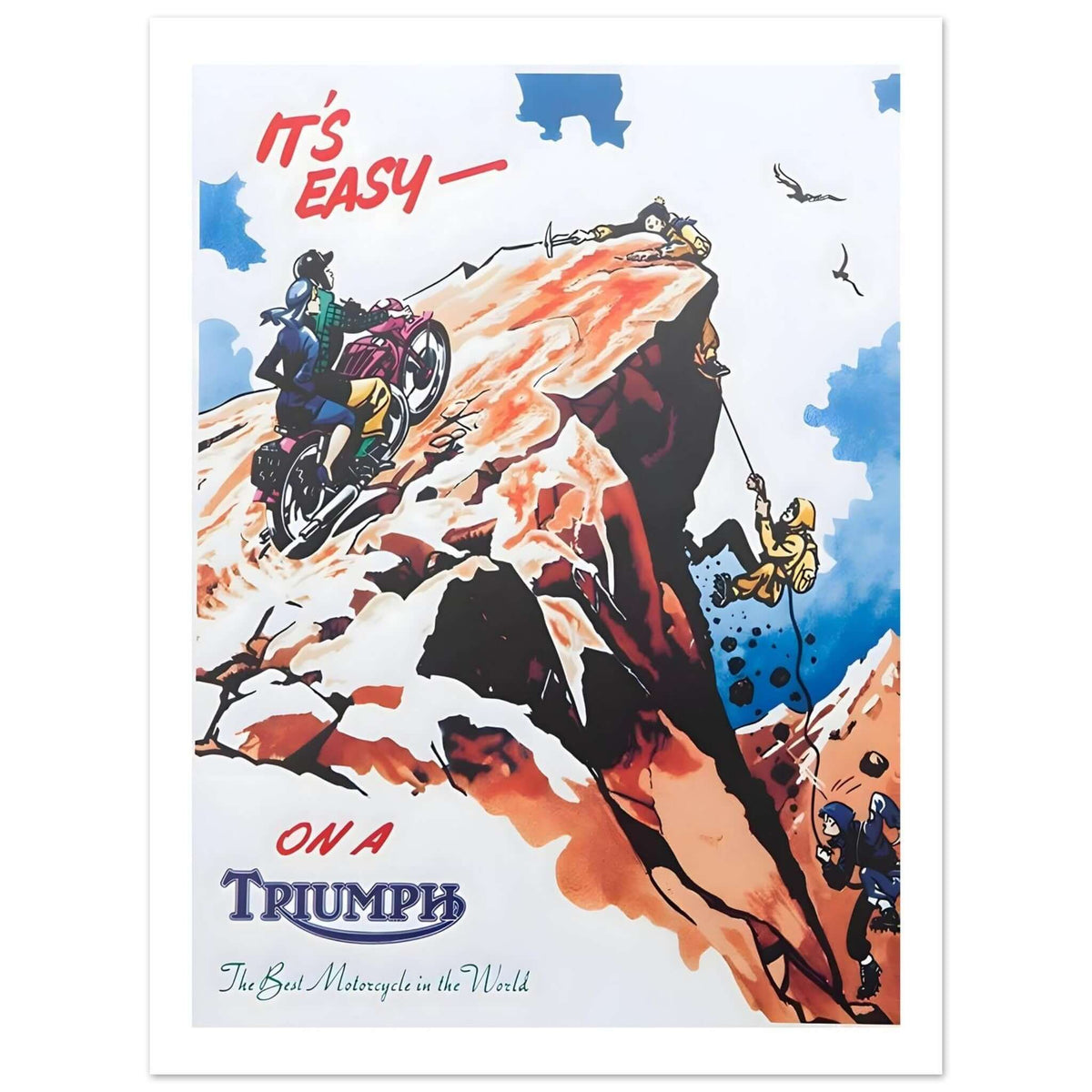 Triumph Motorcycle Advertisement with Adventurous Theme - Transit Art