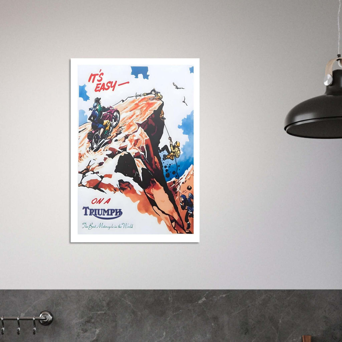 Triumph Motorcycle Advertisement with Adventurous Theme - Transit Art