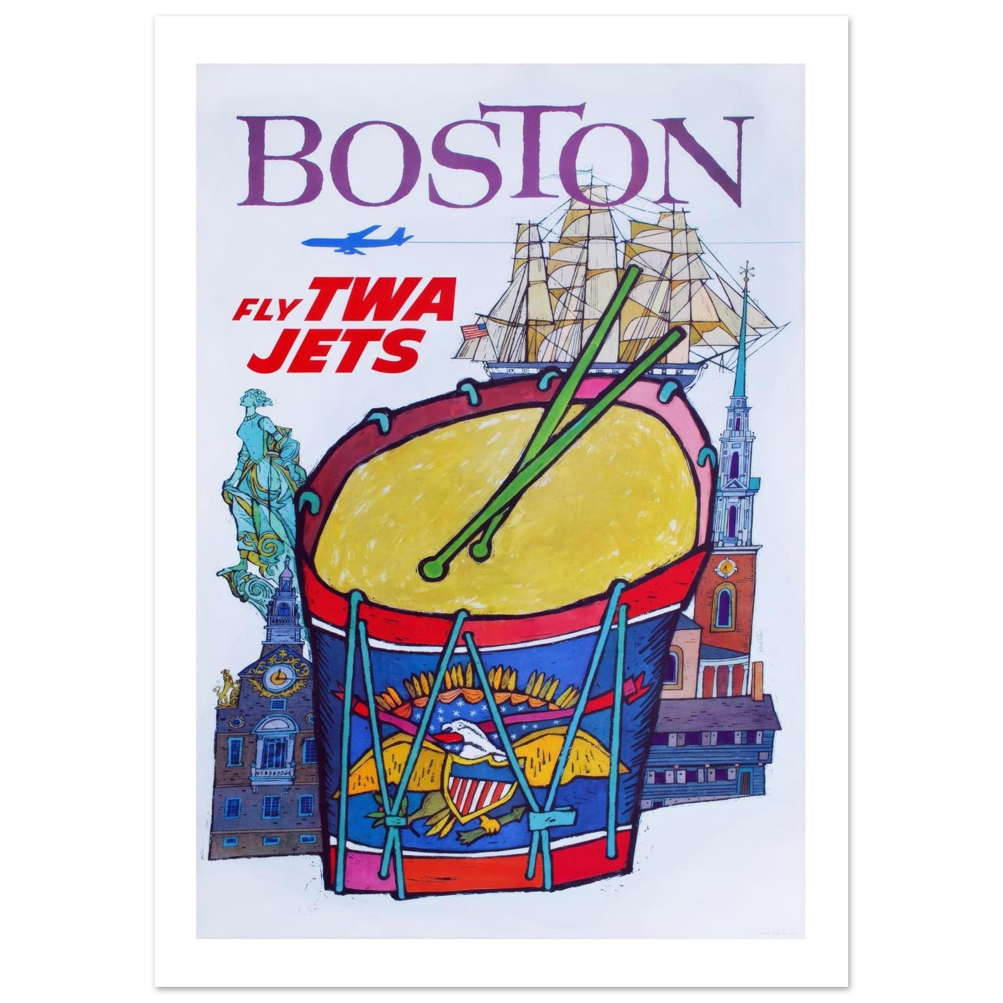 TWA Boston Travel Poster - Transit Art
