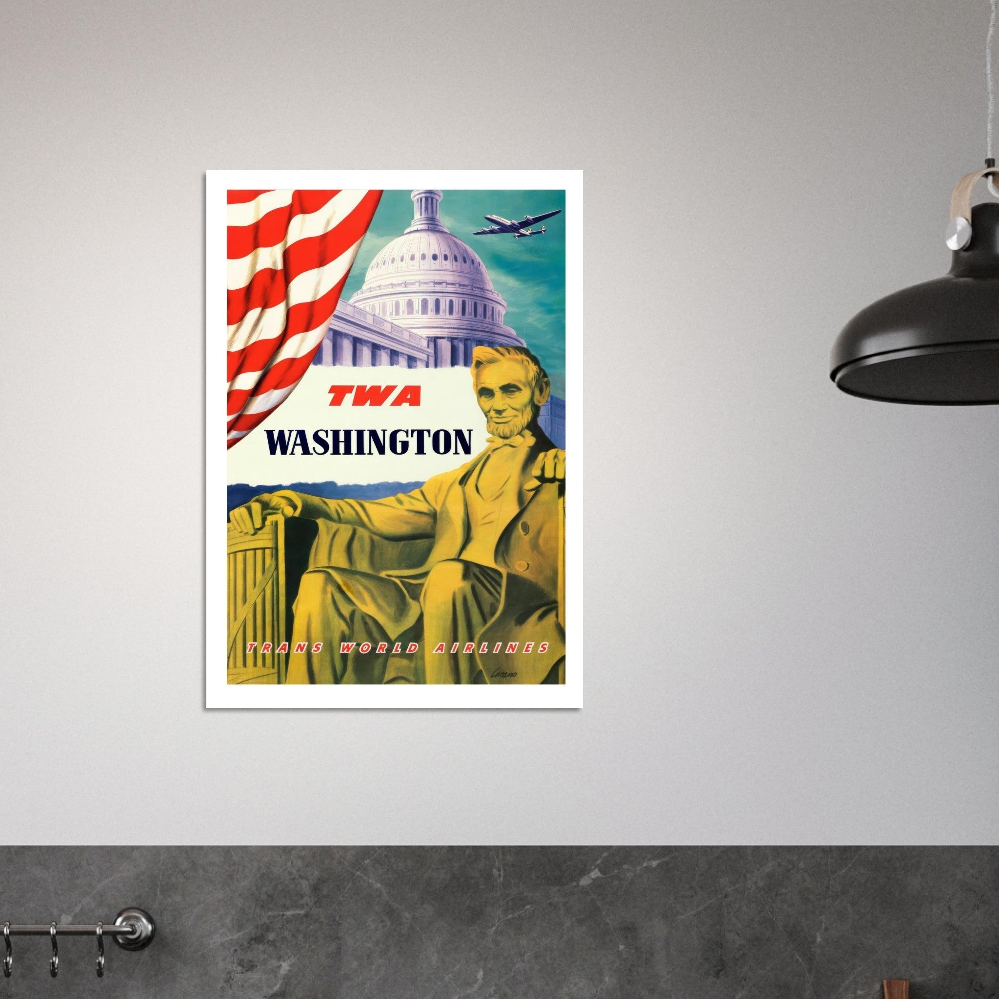 TWA Trans World Airlines: Washington D.C. Vintage Poster (Cicero) - Transit Art