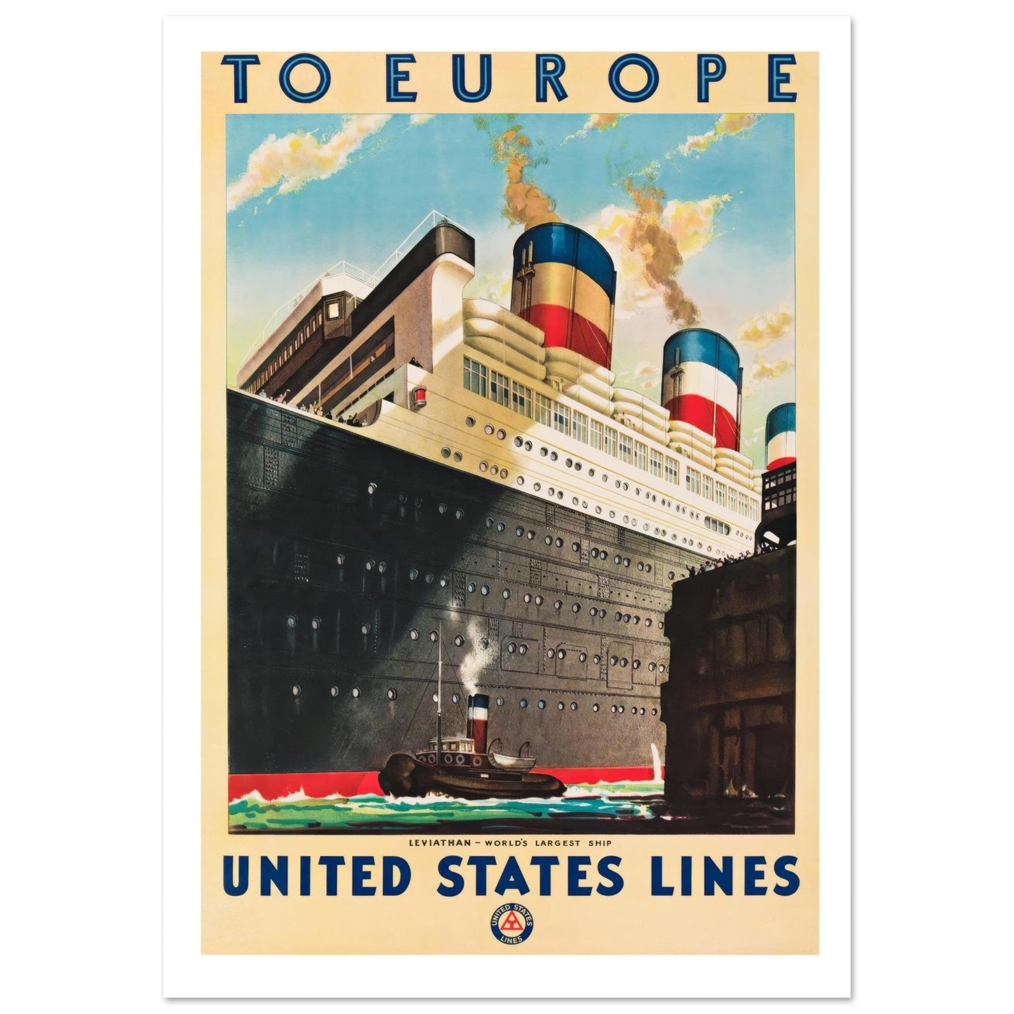 United States Lines "Leviathan" Vintage Travel Poster - Transit Art