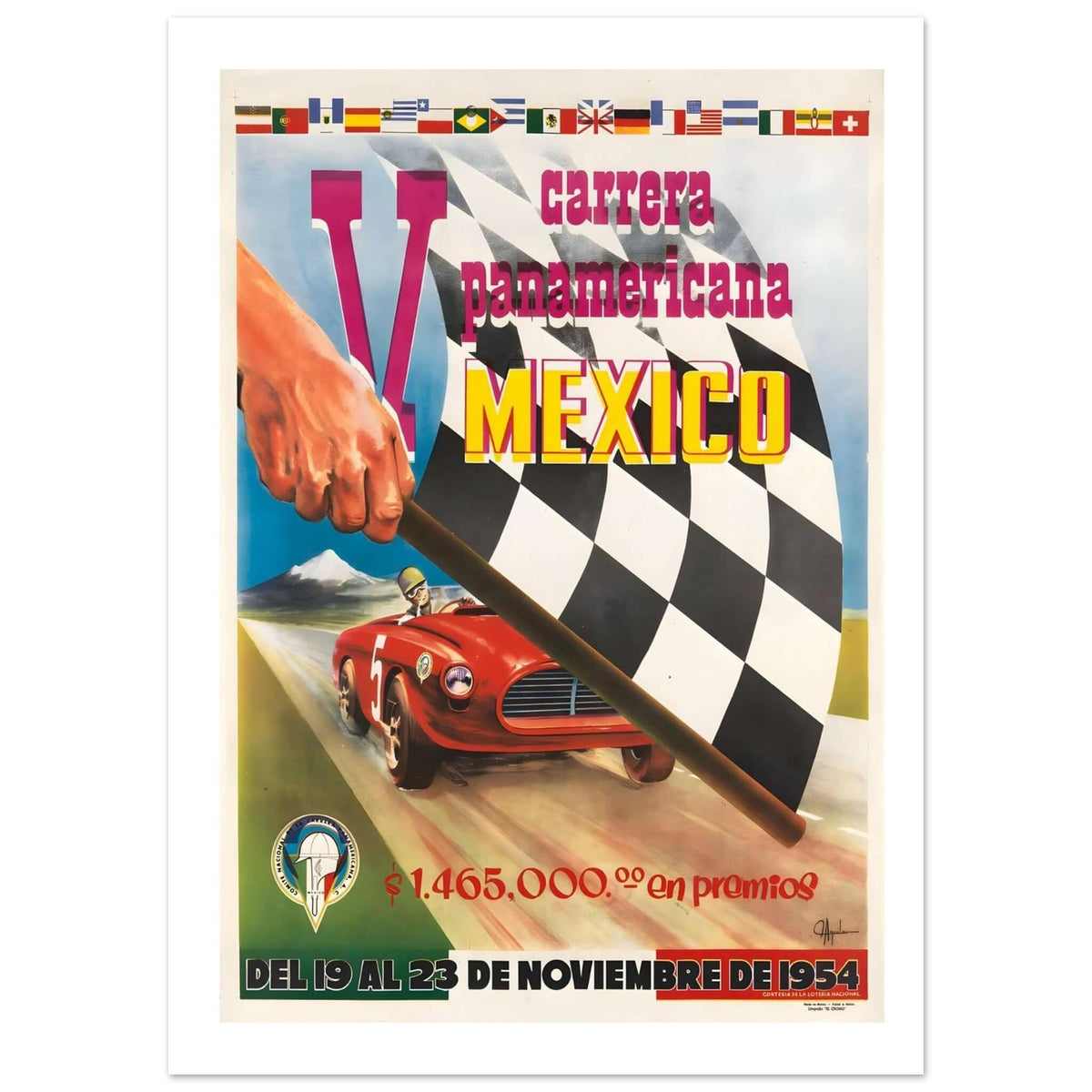V Carrera Panamericana Mexico 1954 Racing Poster - Transit Art