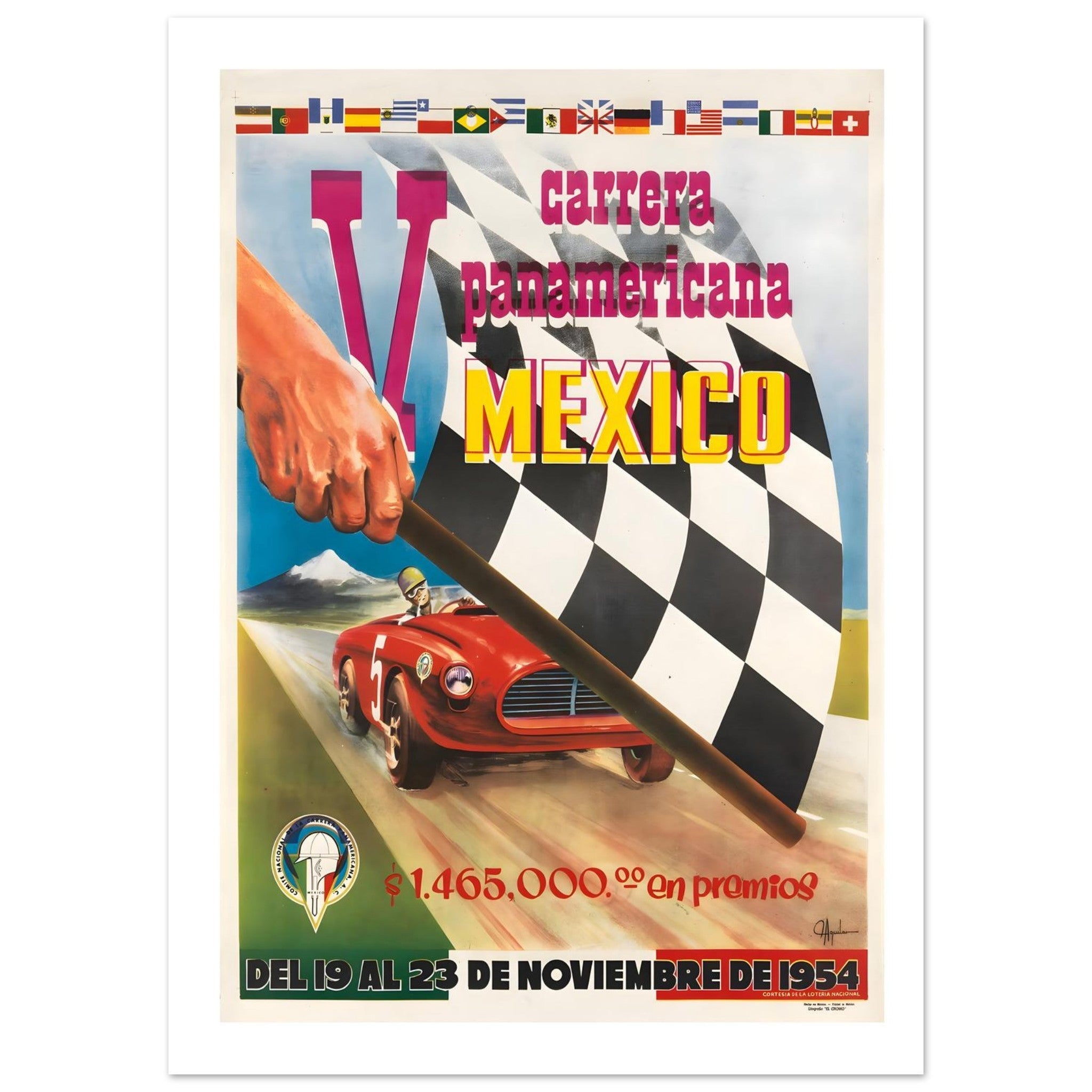 V Carrera Panamericana Mexico 1954 Racing Poster - Transit Art