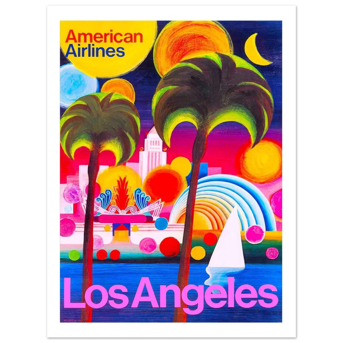Vibrant Los Angeles – American Airlines Poster - Transit Art