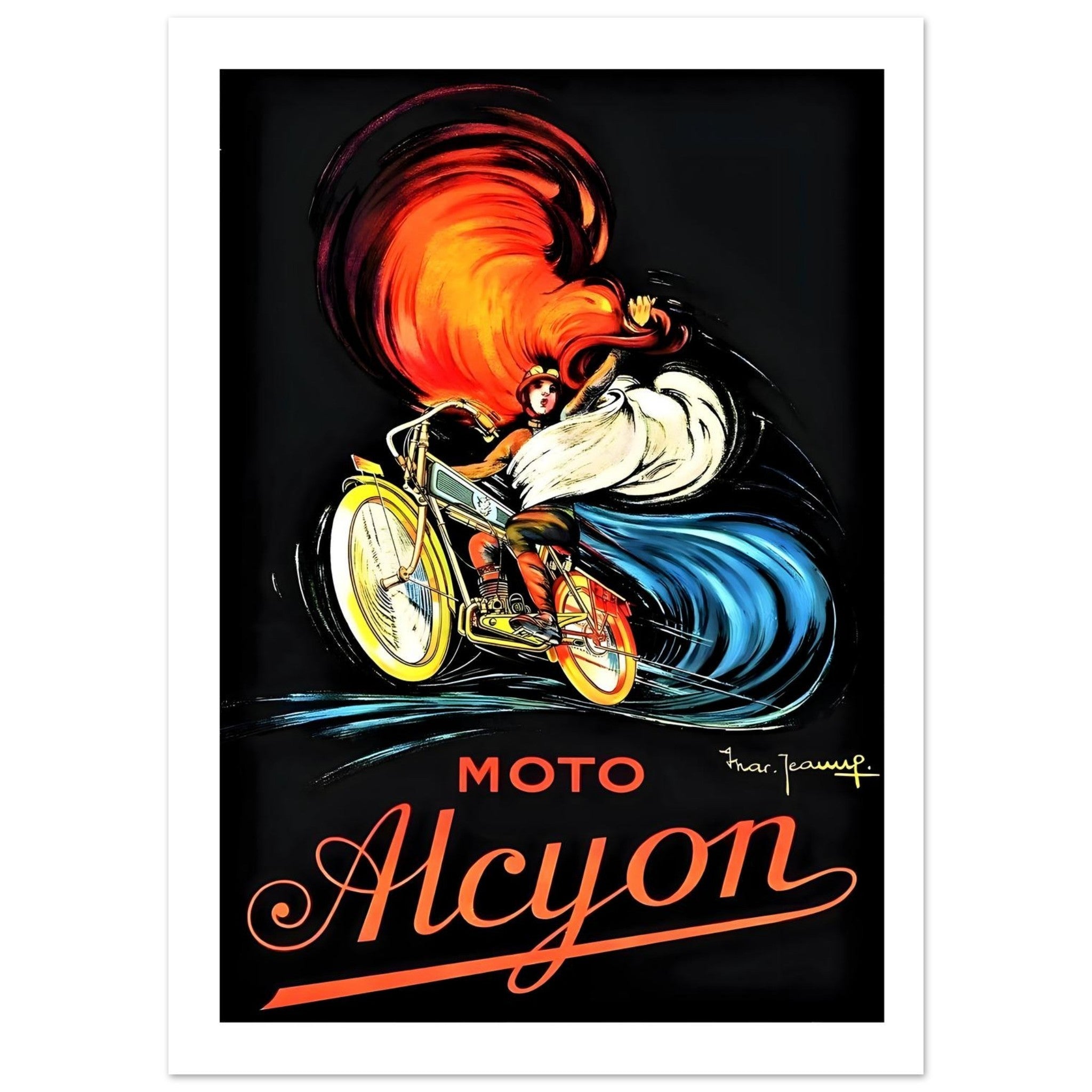 Vibrant Moto Alcyon Advertisement Poster - Transit Art