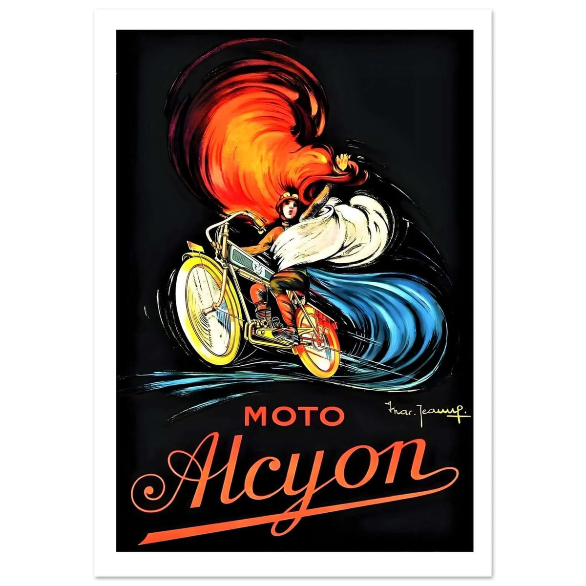 Vibrant Moto Alcyon Advertisement Poster - Transit Art