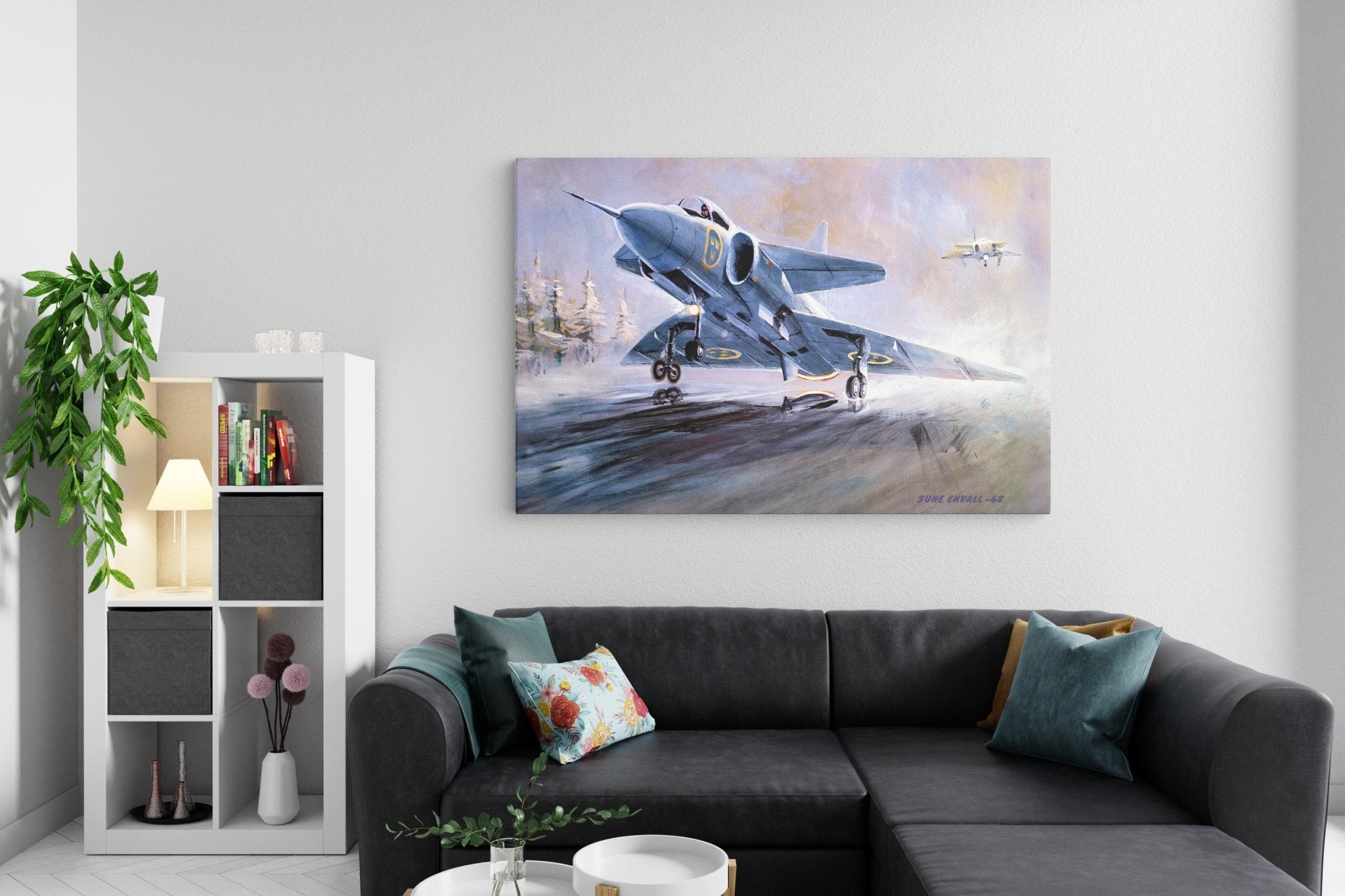 Viggen during landing canvas - Transit Art