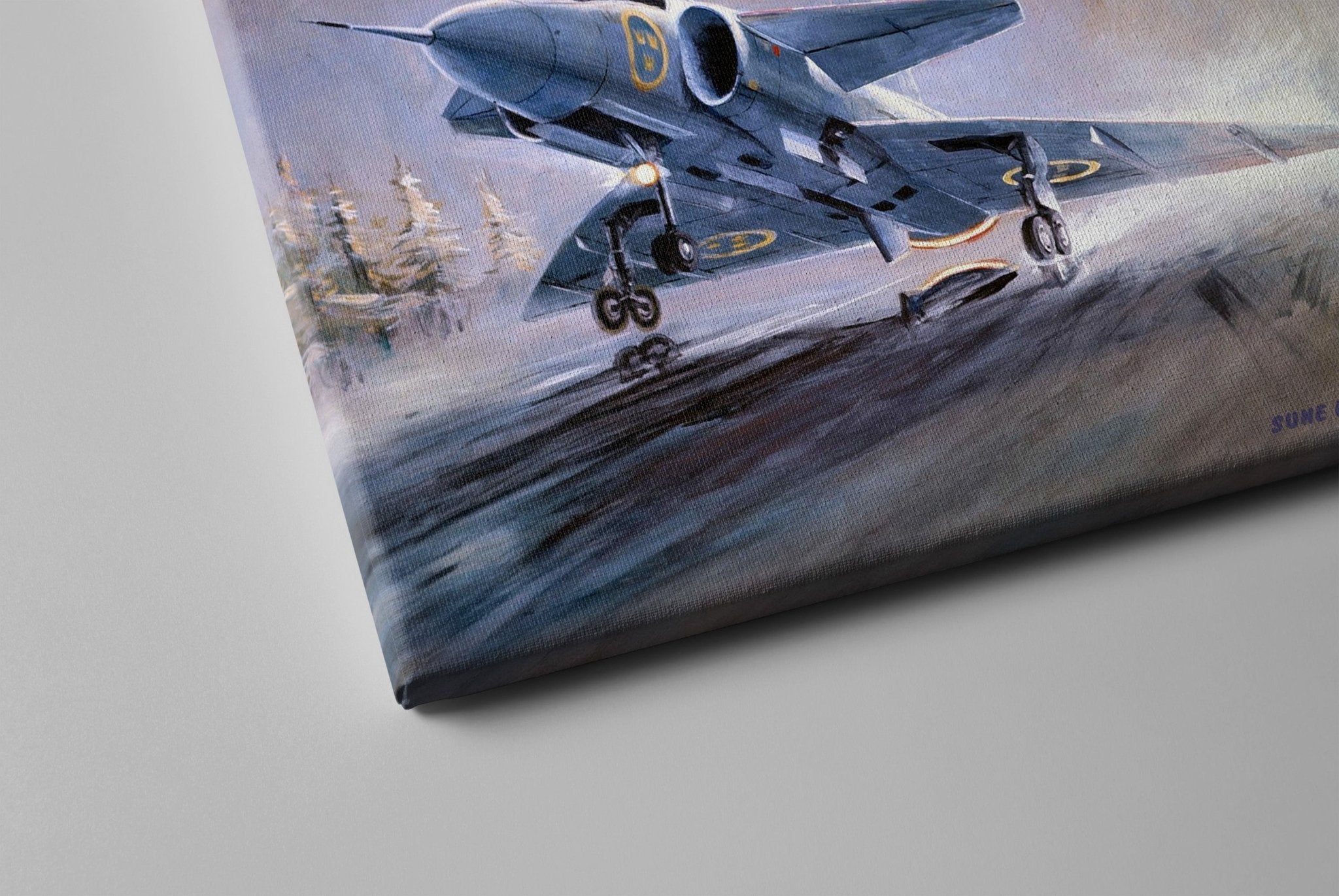 Viggen during landing canvas - Transit Art