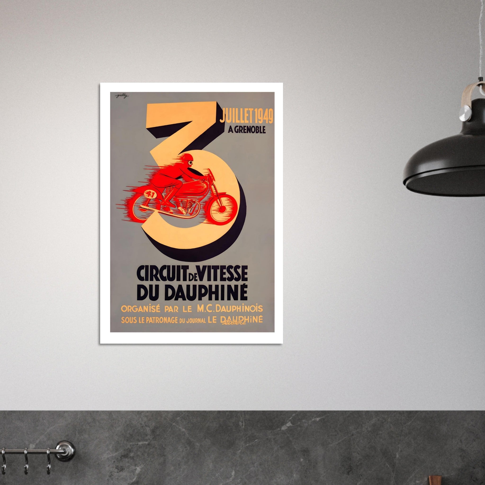 Vintage 1949 Grenoble Circuit Speed Poster - Transit Art