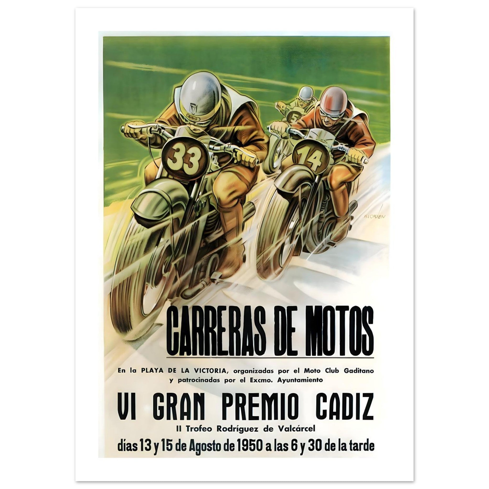 Vintage 1950 Grand Prix Cádiz Poster - Transit Art