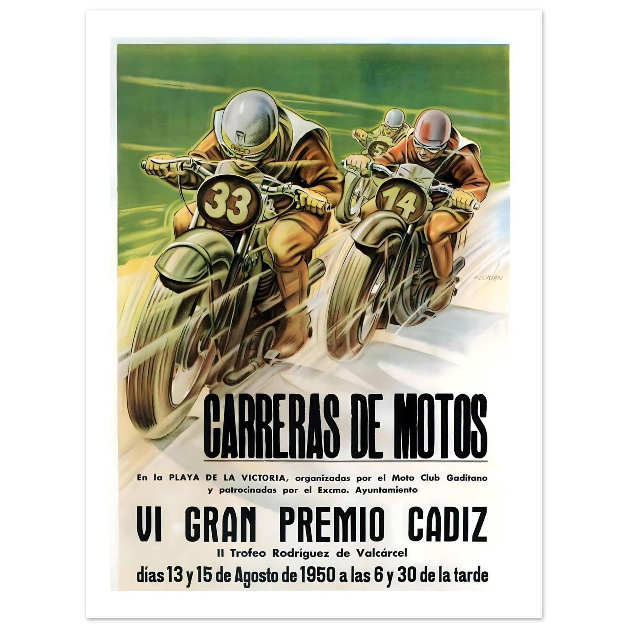 Vintage 1950 Grand Prix Cádiz Poster - Transit Art