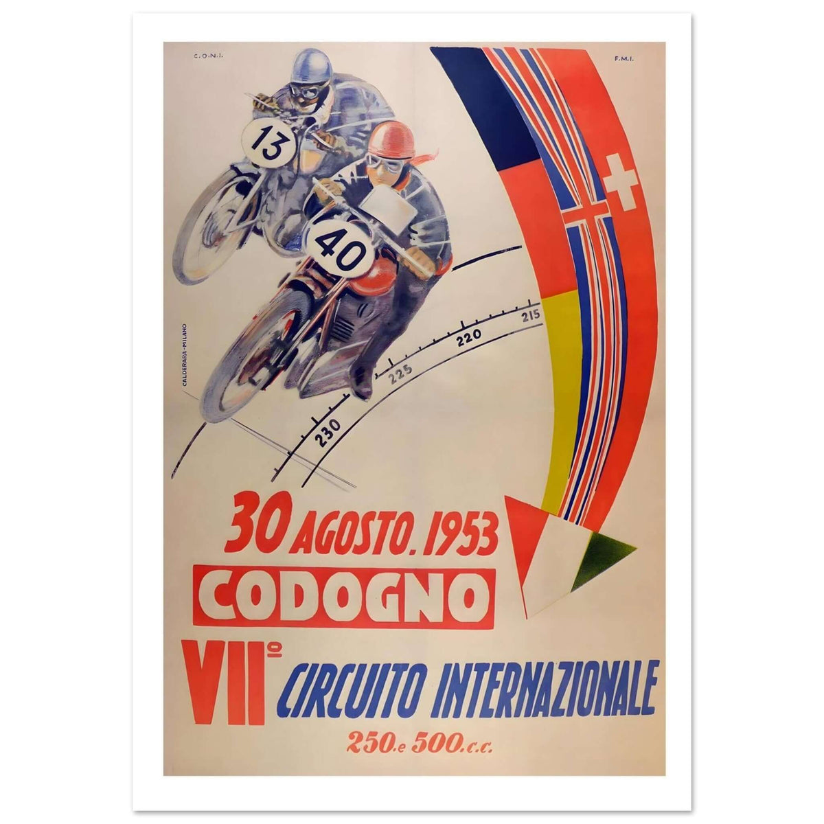 Vintage 1953 Codogno Italian Racing Poster - Transit Art