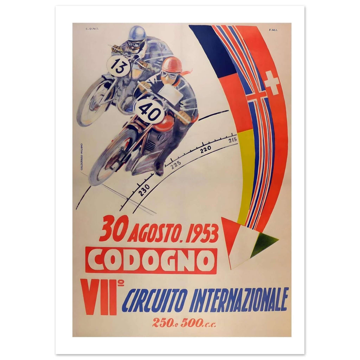 Vintage 1953 Codogno Italian Racing Poster - Transit Art
