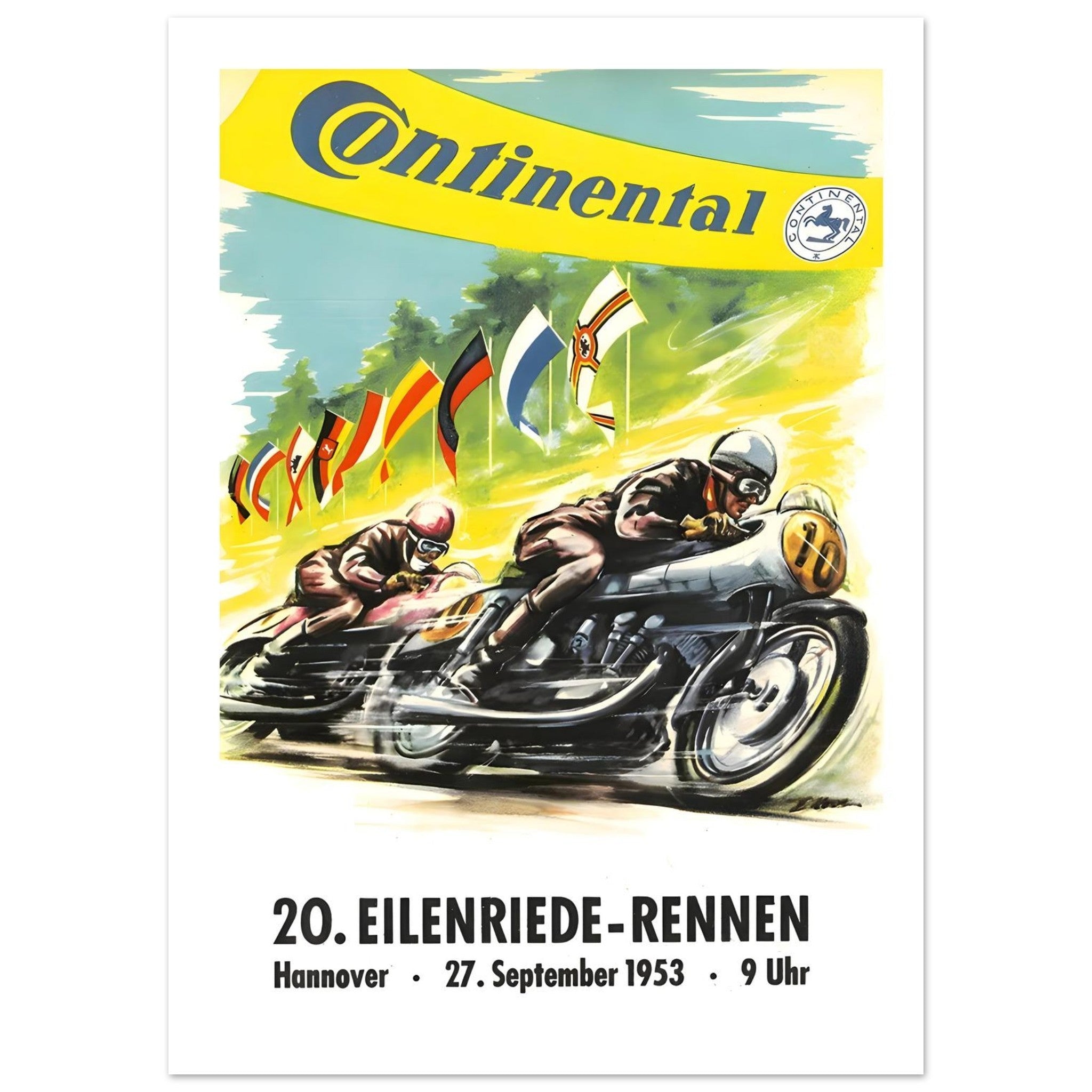 Vintage 1953 Continental Eilenriede - Rennen Racing Poster - Transit Art