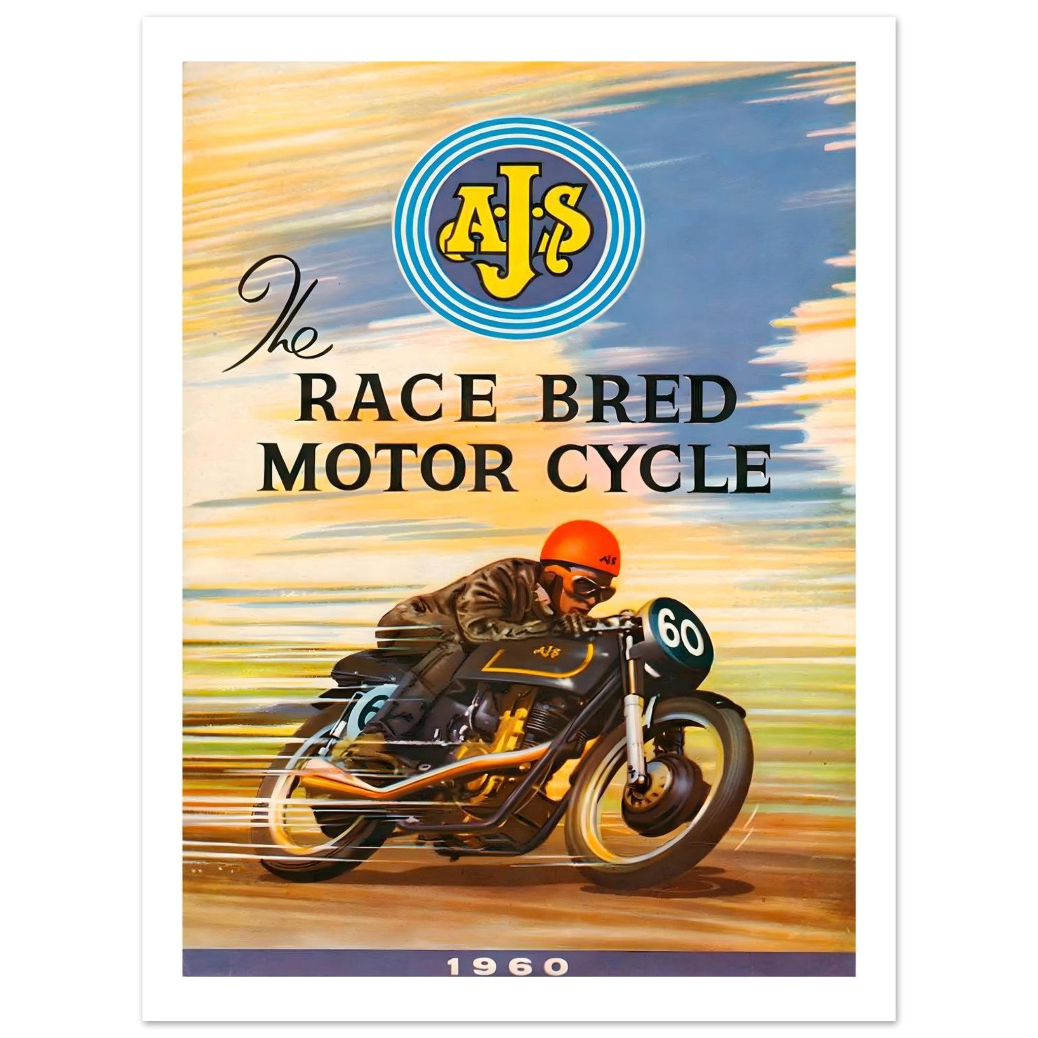 Vintage 1960 AJS Race Bred Poster - Transit Art