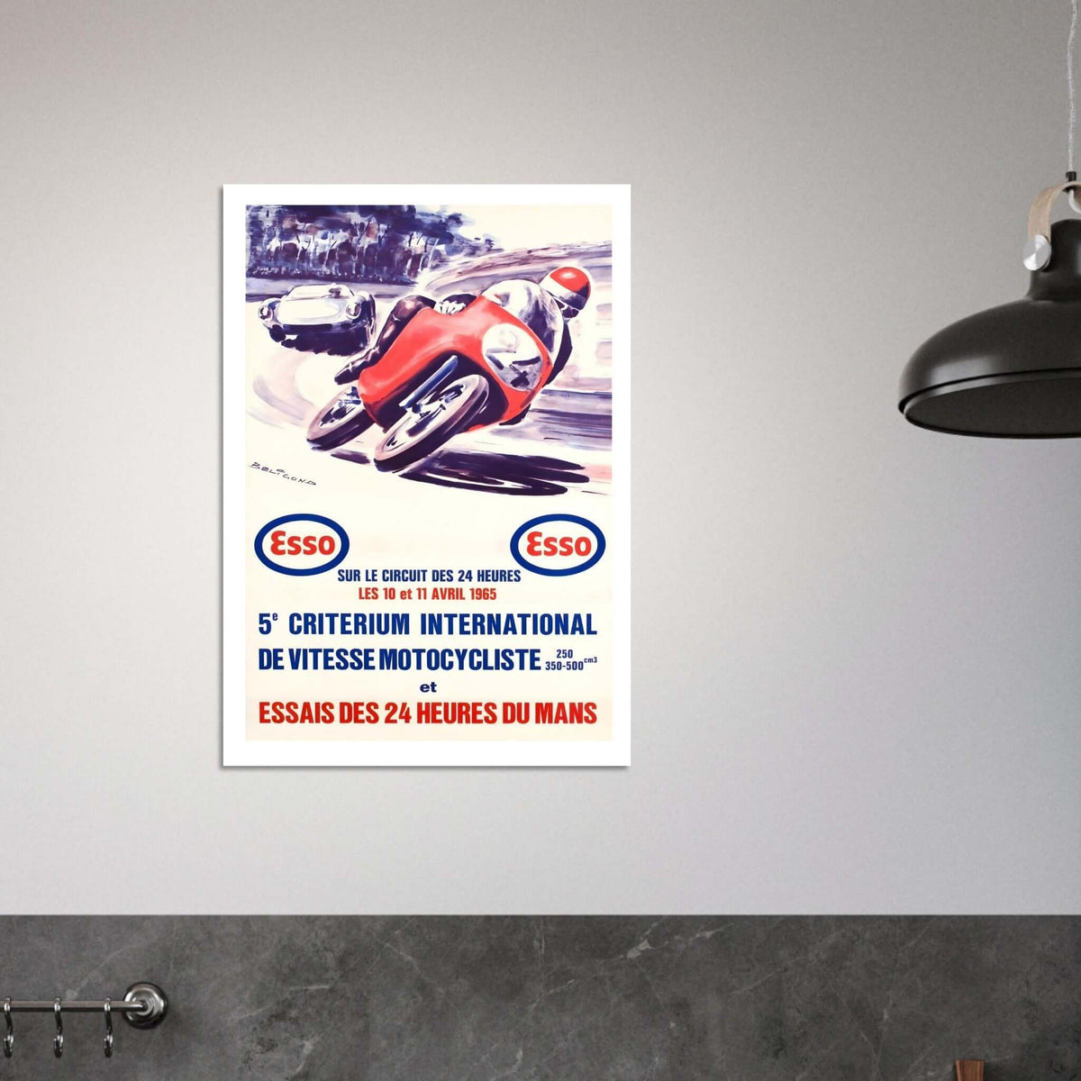 Vintage 1965 Le Mans Motorcycle Poster - Transit Art