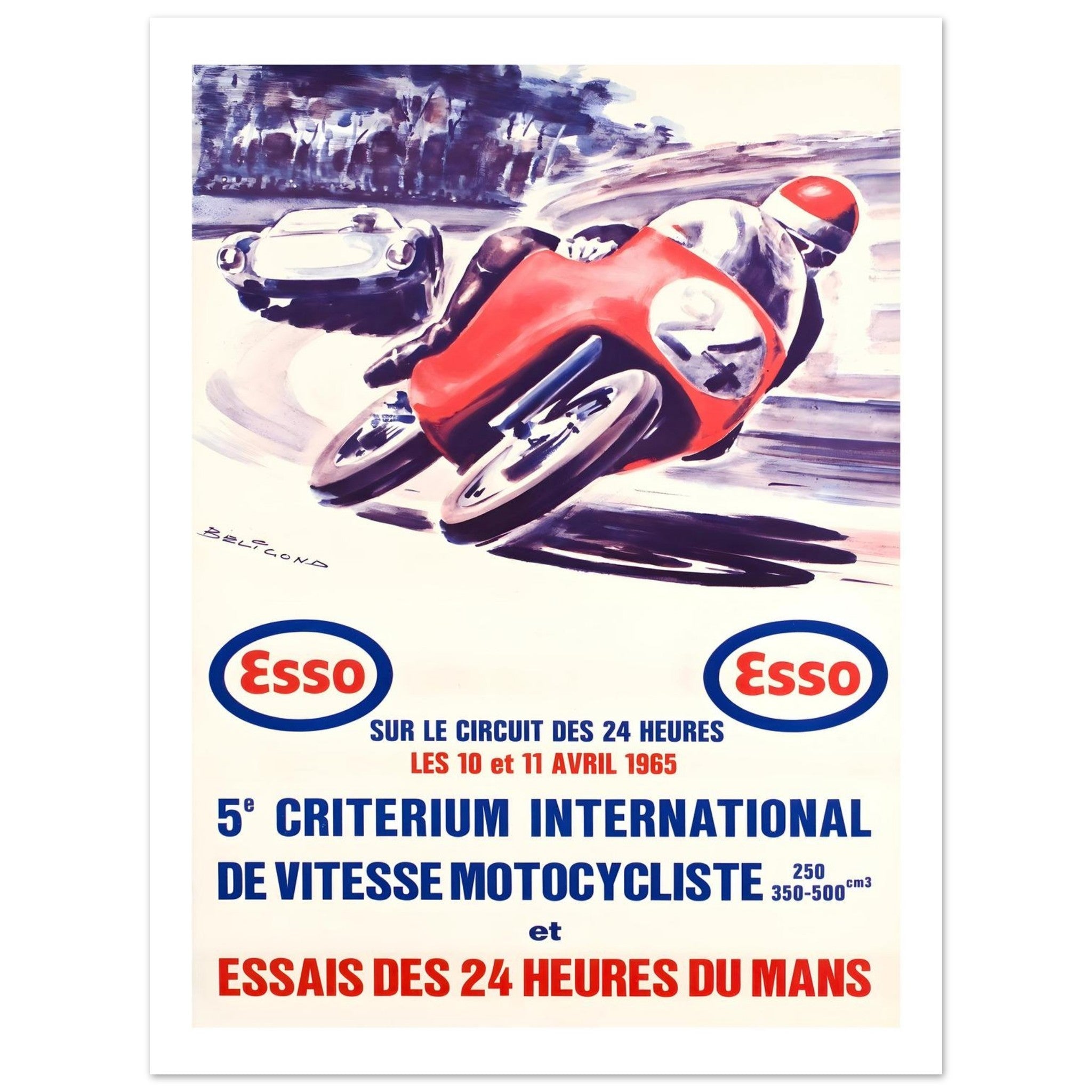 Vintage 1965 Le Mans Motorcycle Poster - Transit Art