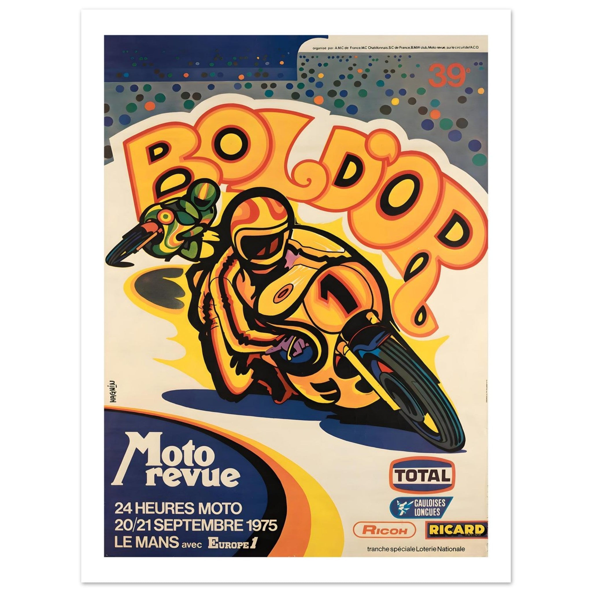 Vintage 1975 Bol d’Or 24 Hours Le Mans Poster - Transit Art