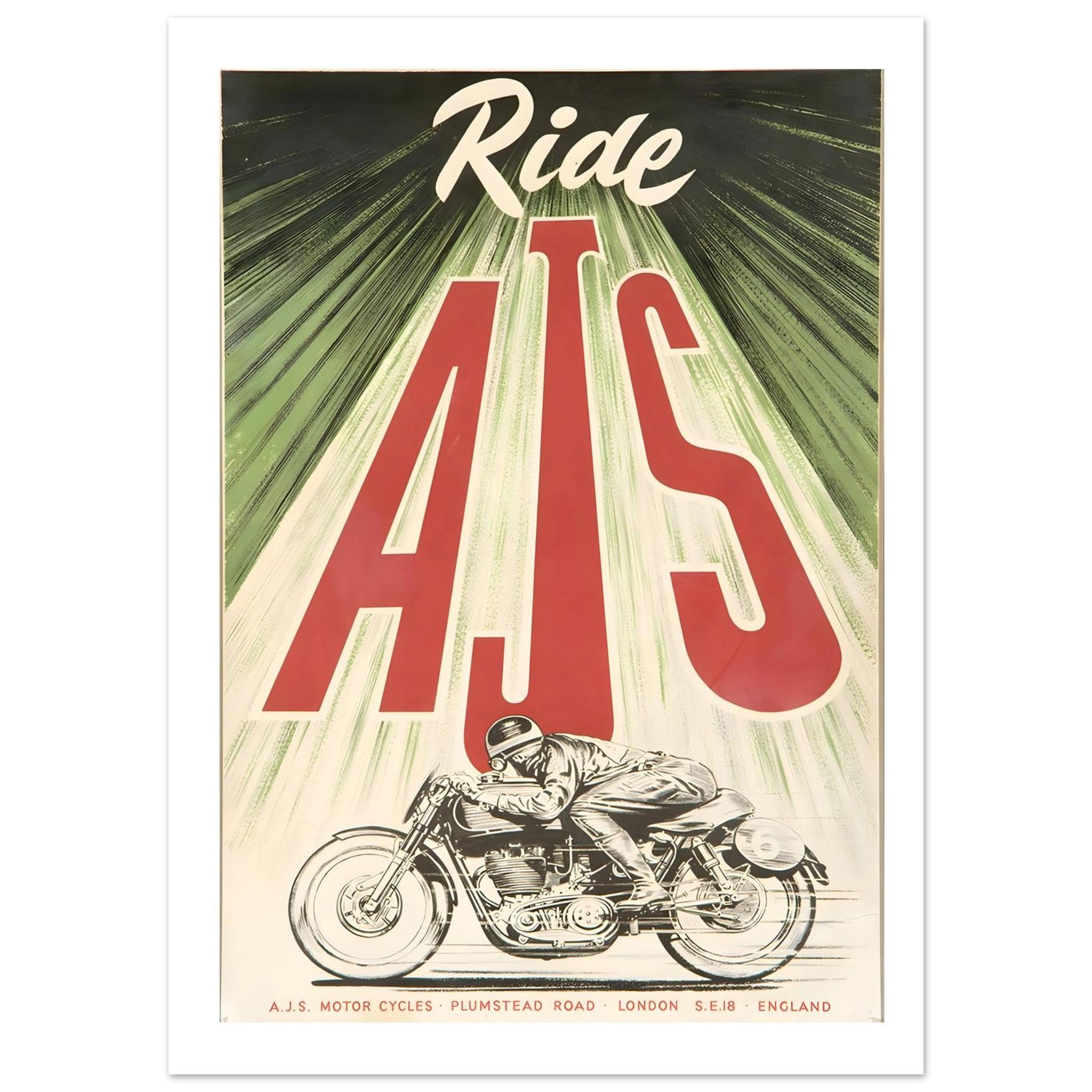 Vintage AJS Motor Cycles Racing Poster - Transit Art