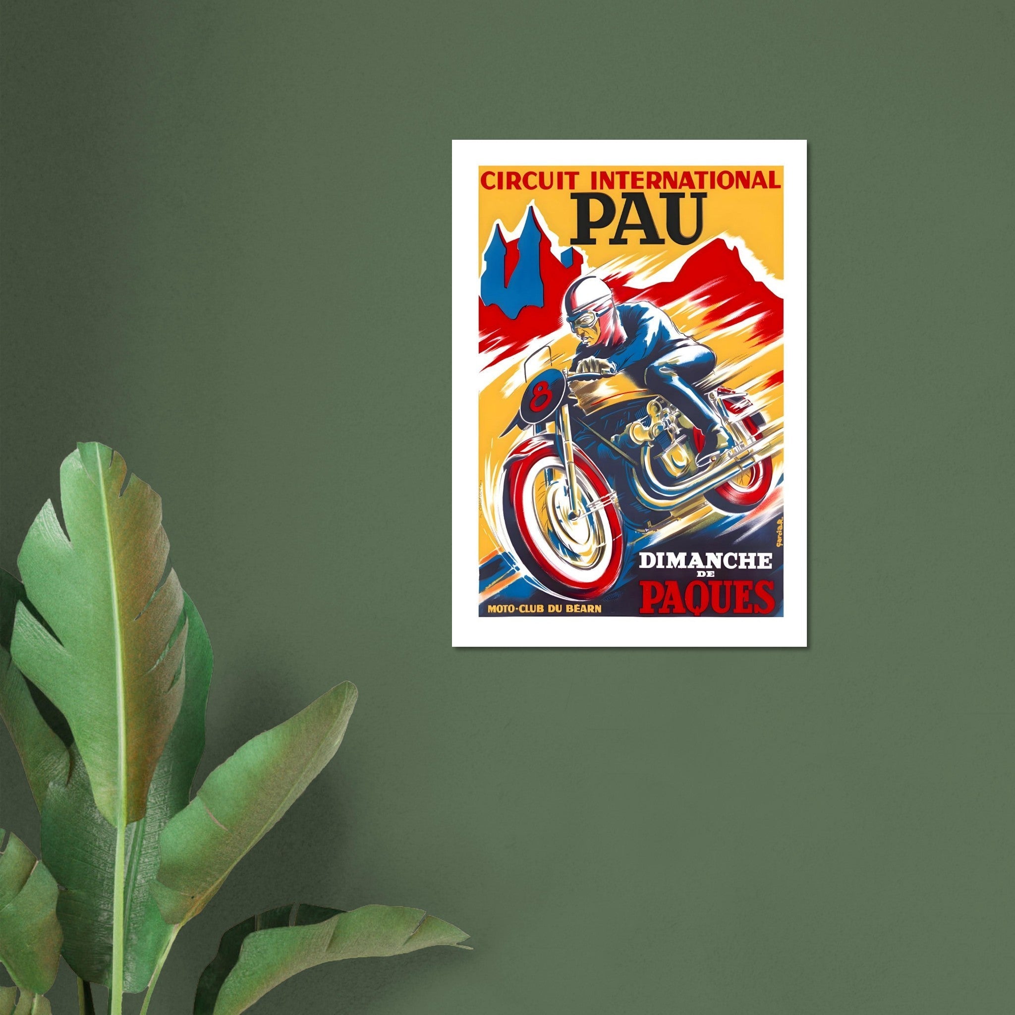 Vintage Circuit International Pau French Motorcycle Racing Poster - Transit Art