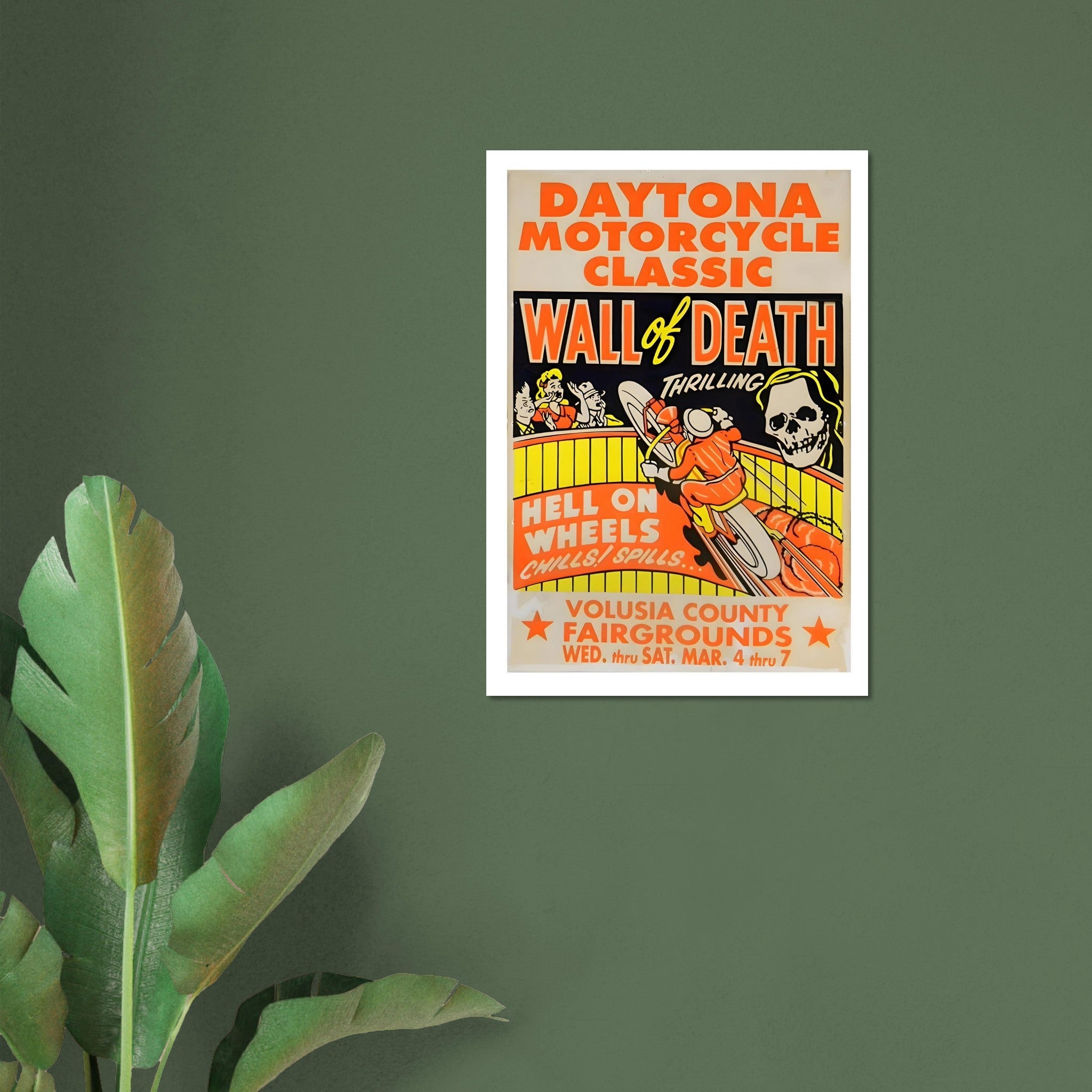 Vintage Daytona Motorcycle Wall of Death Poster - Transit Art