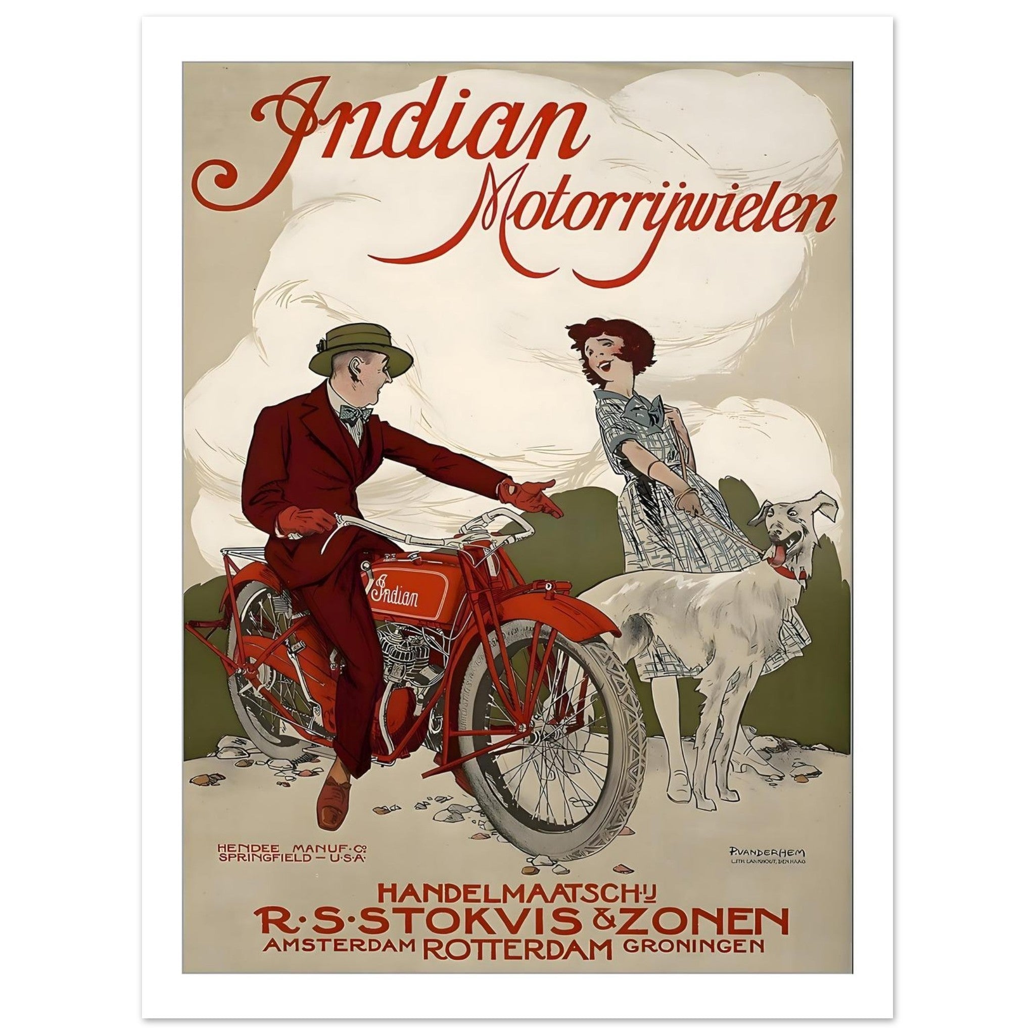 Vintage Dutch Indian Motorrijwielen Poster: Sophisticated Social Adventure - Transit Art