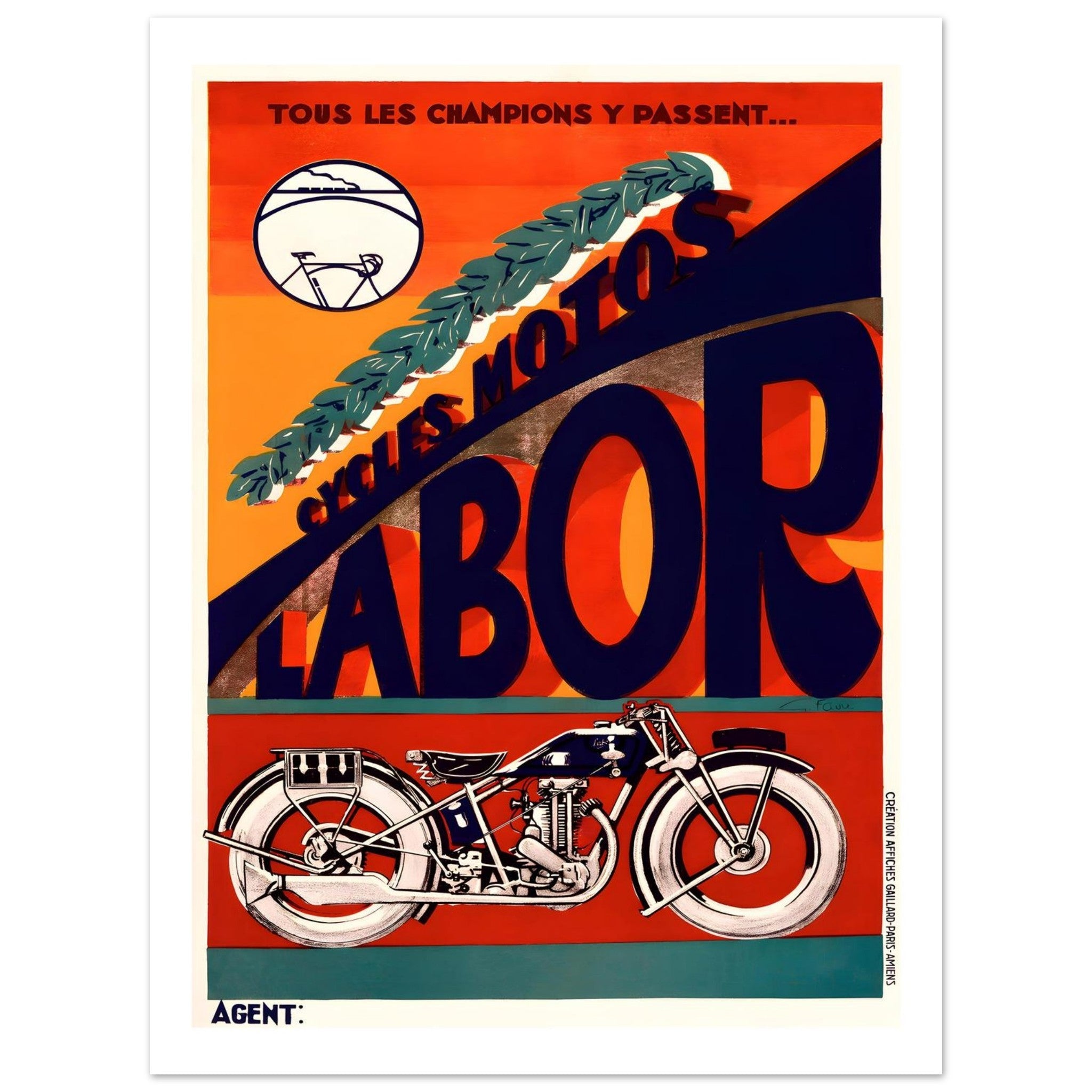 Vintage French Cycles Motos Labor Poster - Transit Art