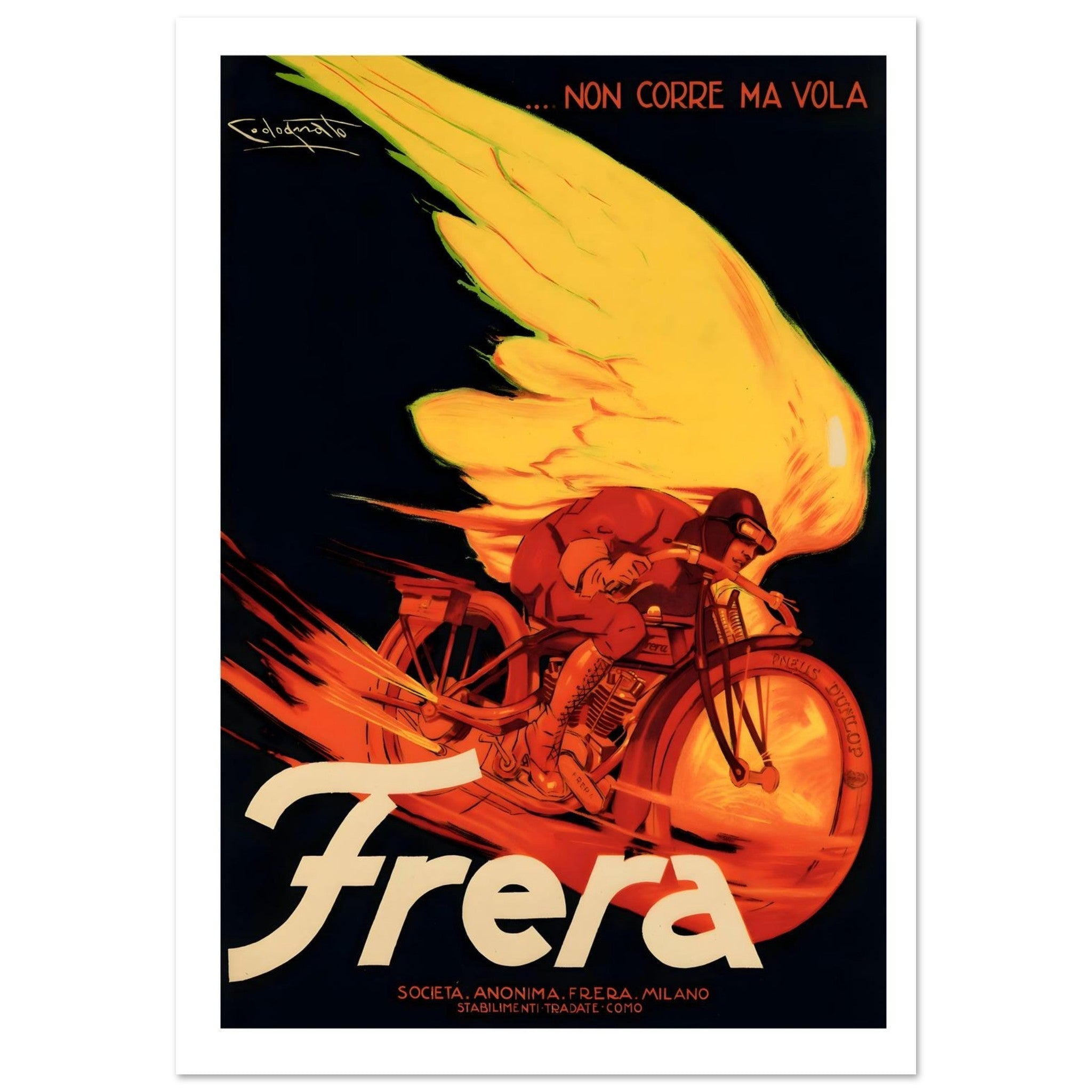 Vintage Frera Italian Motorcycle Speed Poster - Transit Art