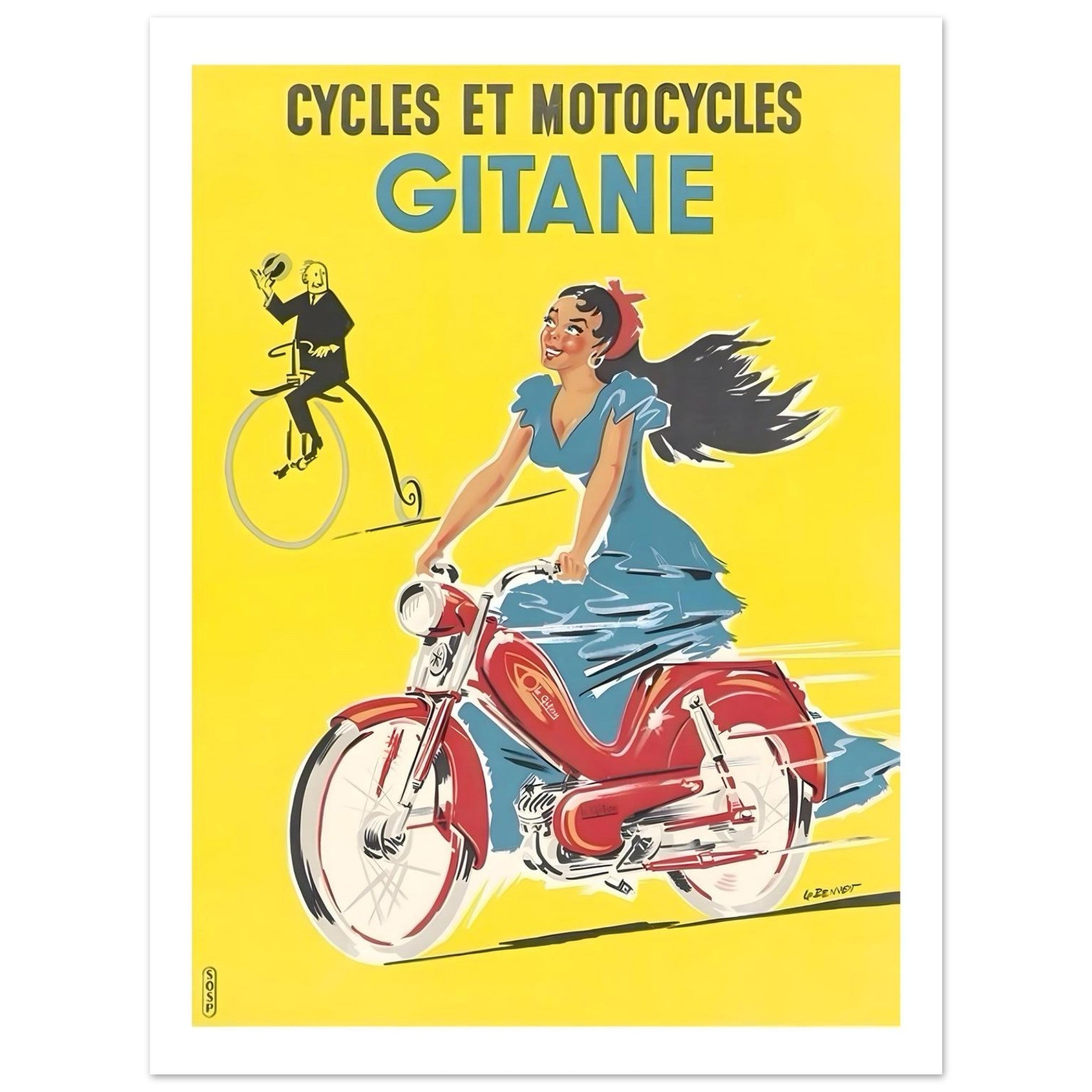 Vintage Gitane French Cycles Art Poster - Transit Art