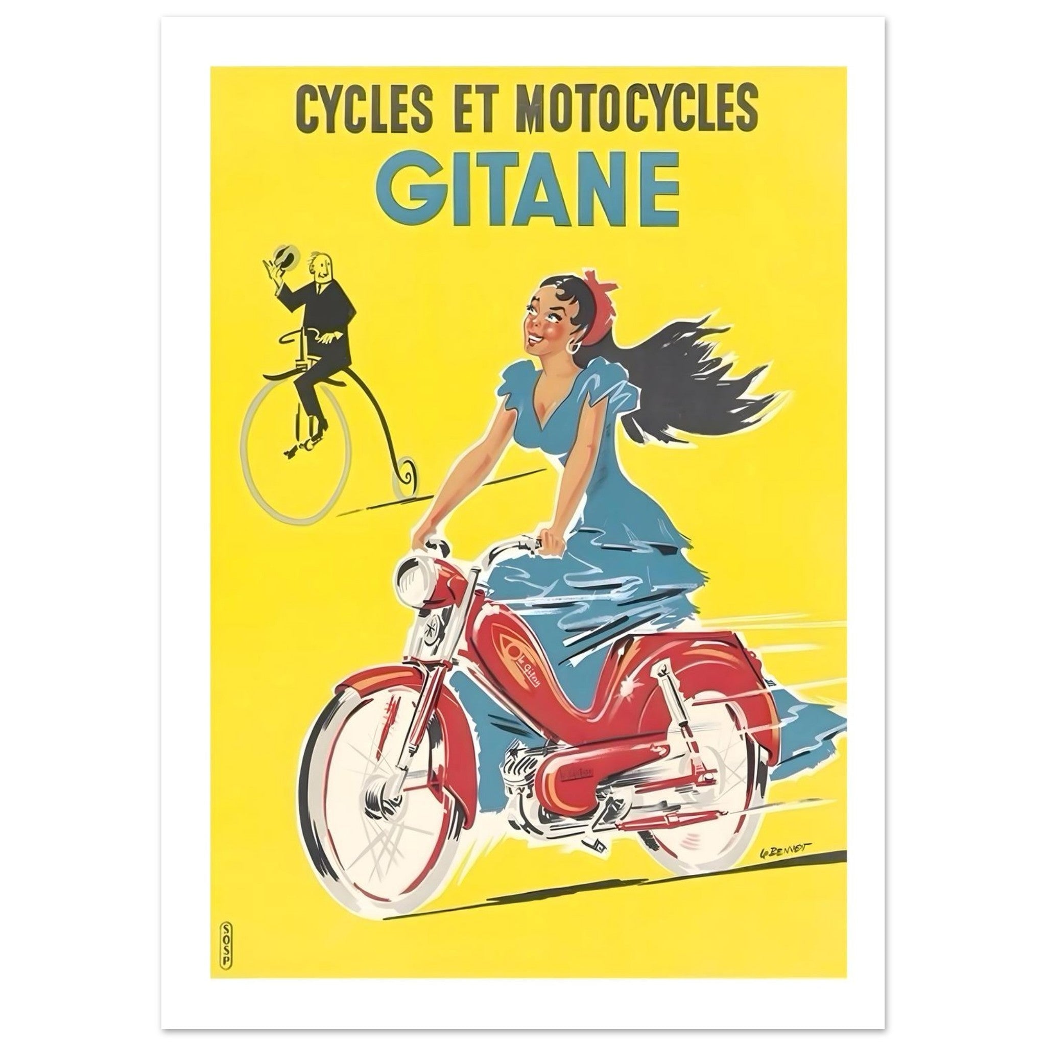 Vintage Gitane French Cycles Art Poster - Transit Art