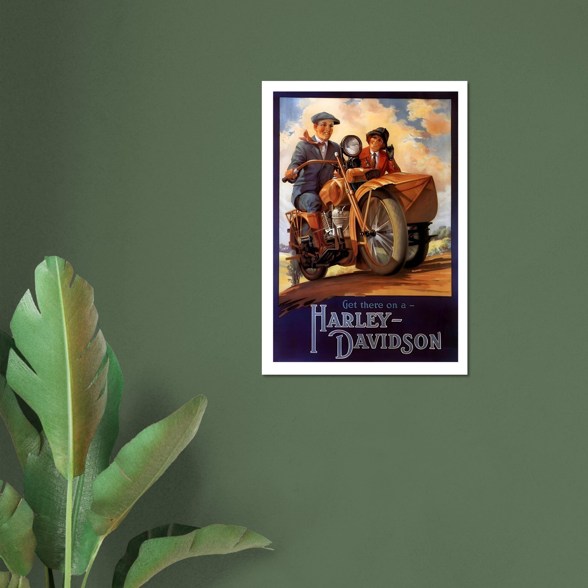 Vintage Harley - Davidson Get There Sidecar Poster - Transit Art