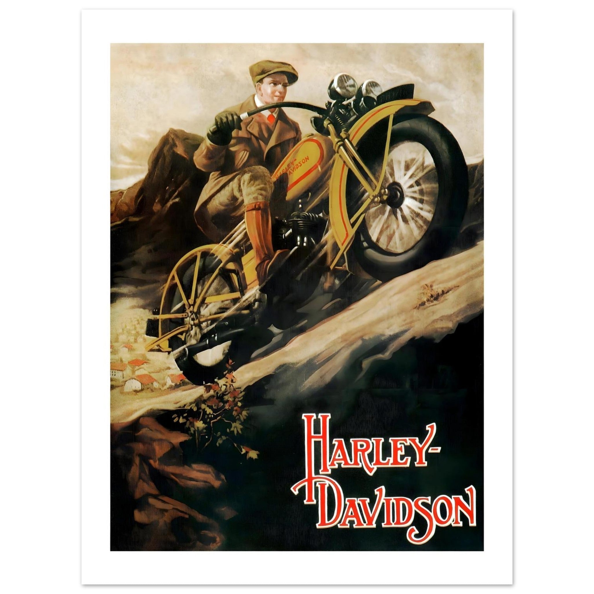 Vintage Harley - Davidson Hill Climb Racing Poster - Transit Art