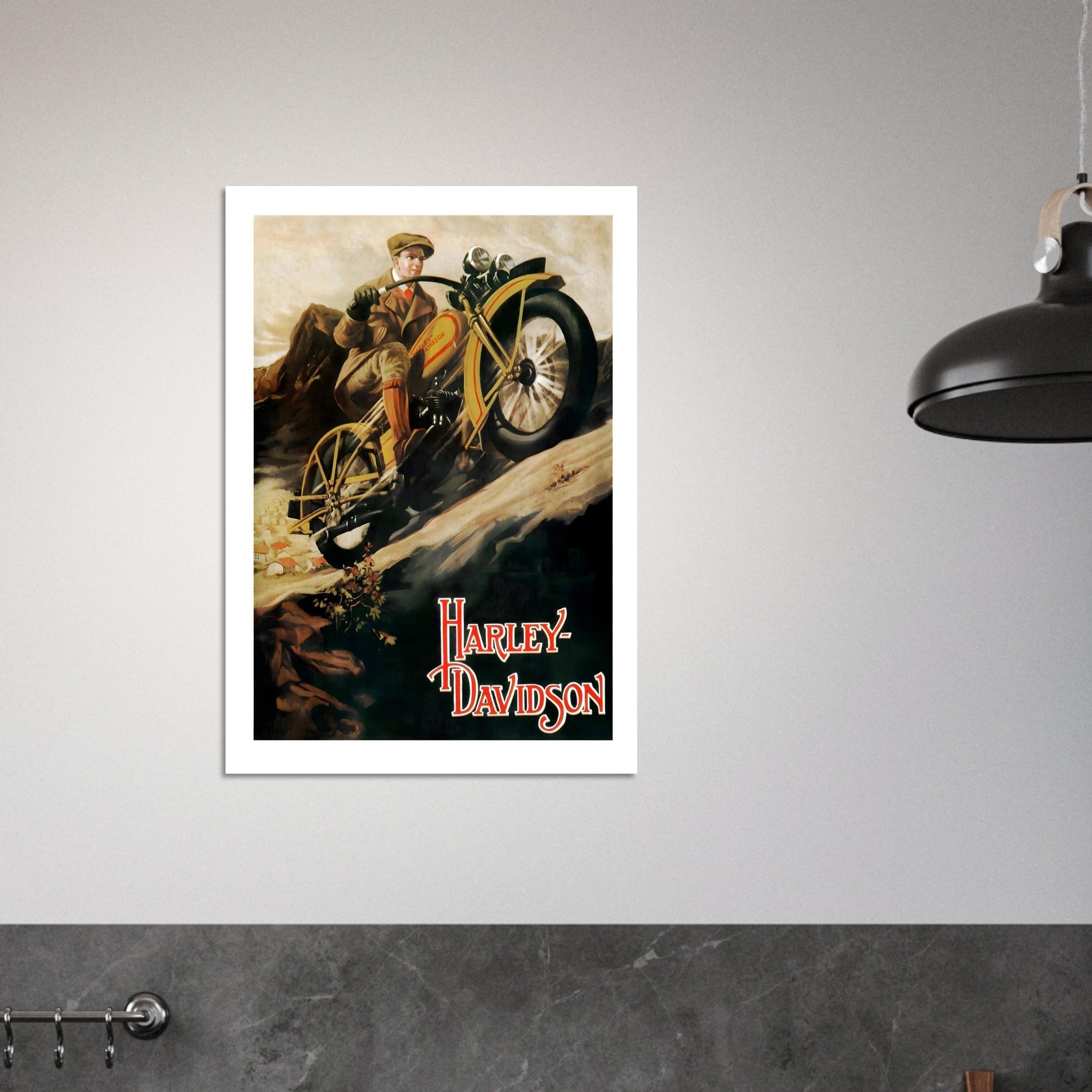 Vintage Harley - Davidson Hill Climb Racing Poster - Transit Art