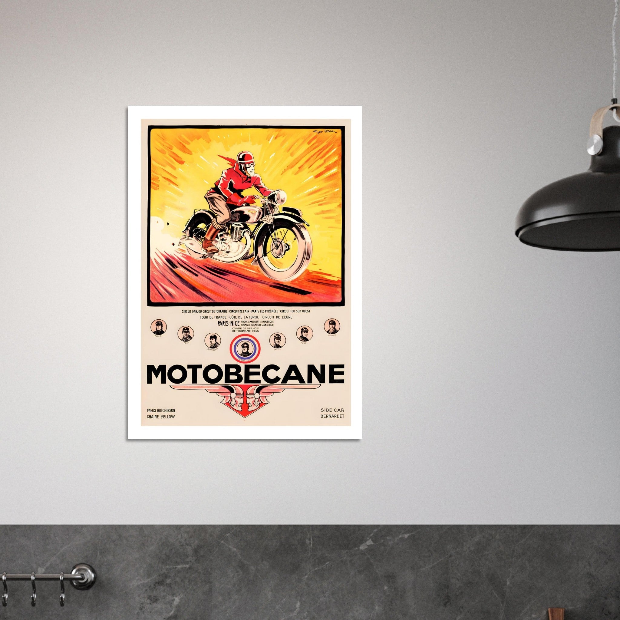 Vintage Motobecane Racing Poster Celebrating 1936 French Victories - Transit Art
