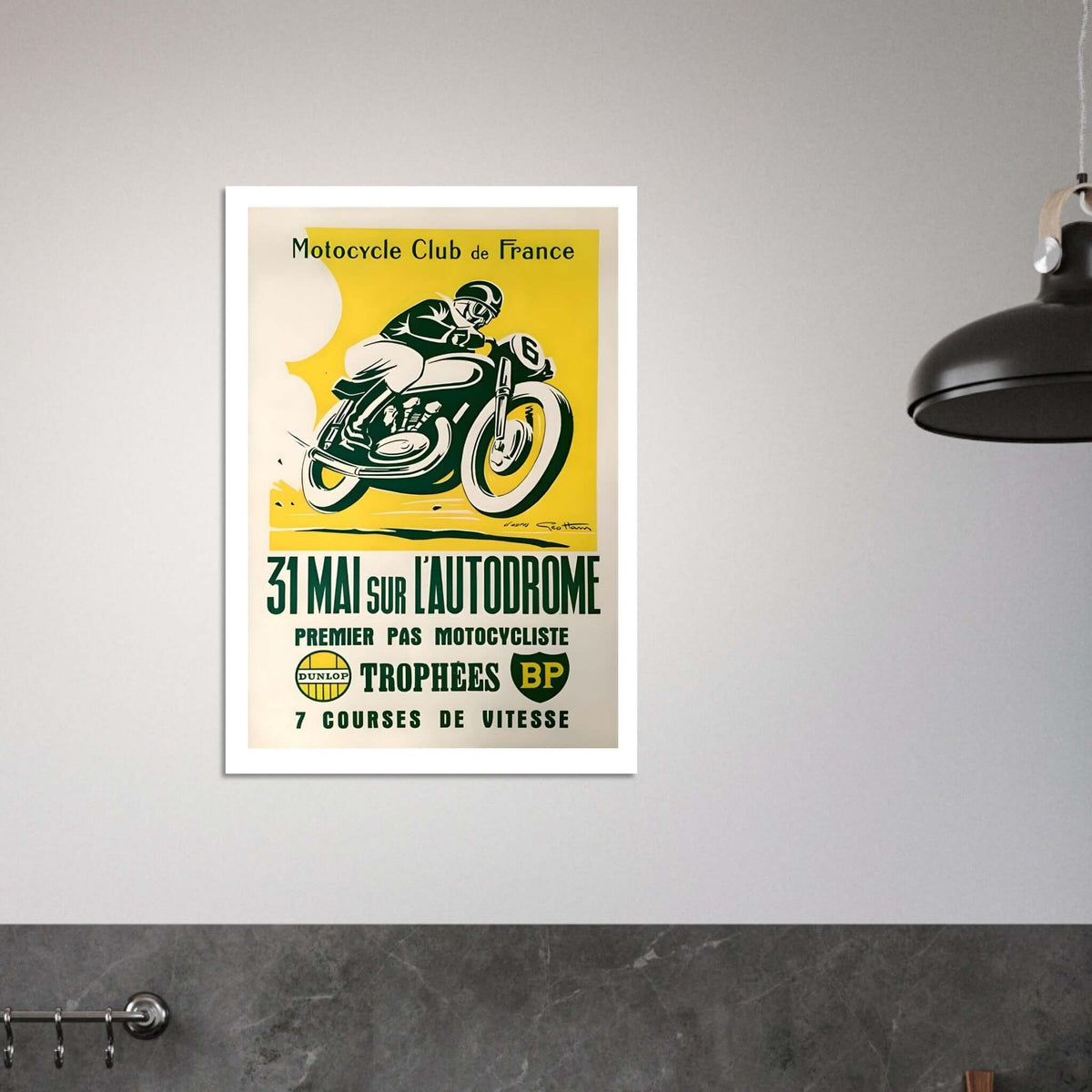 Vintage Motocycle Club de France Speed Racing Poster - Transit Art