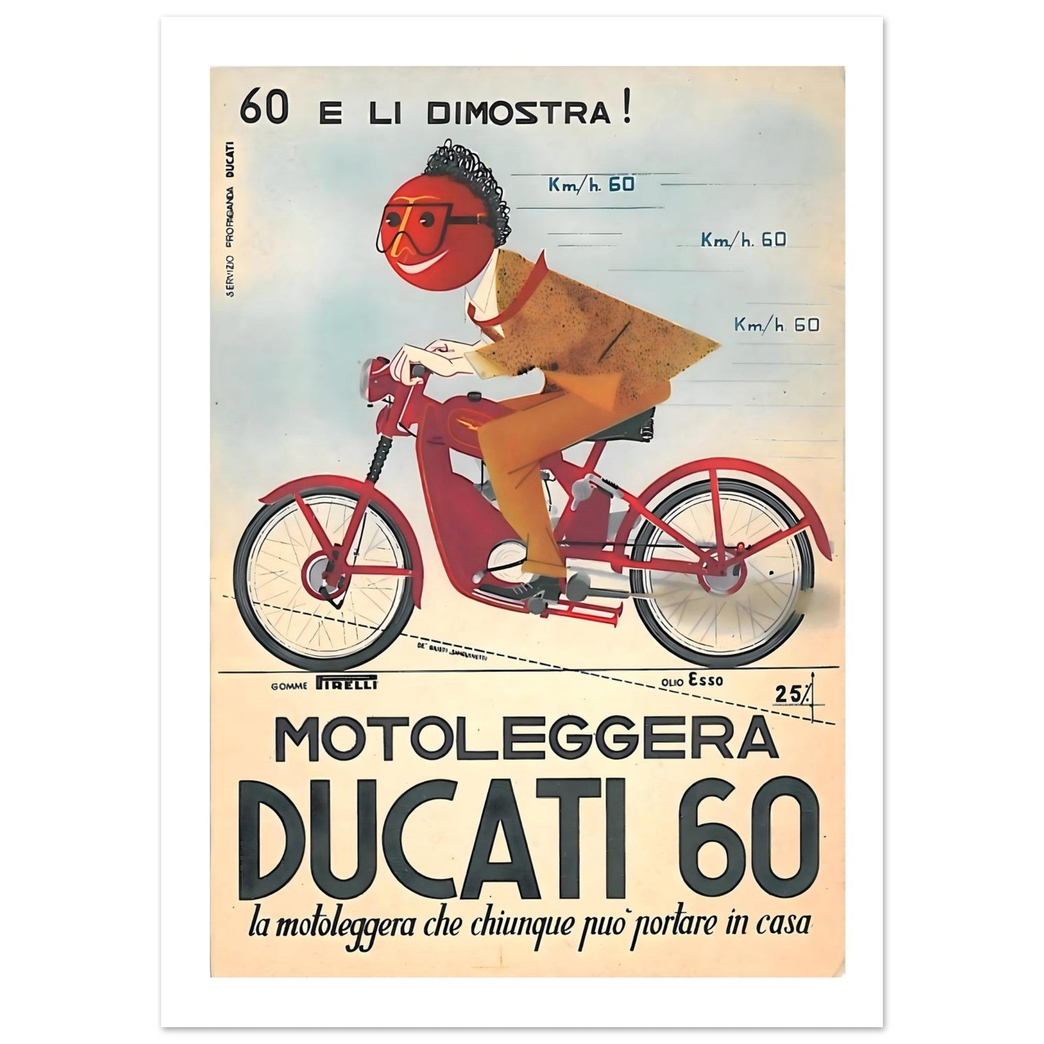 Vintage Motoleggera Ducati 60 Playful Italian Advertising Poster - Transit Art