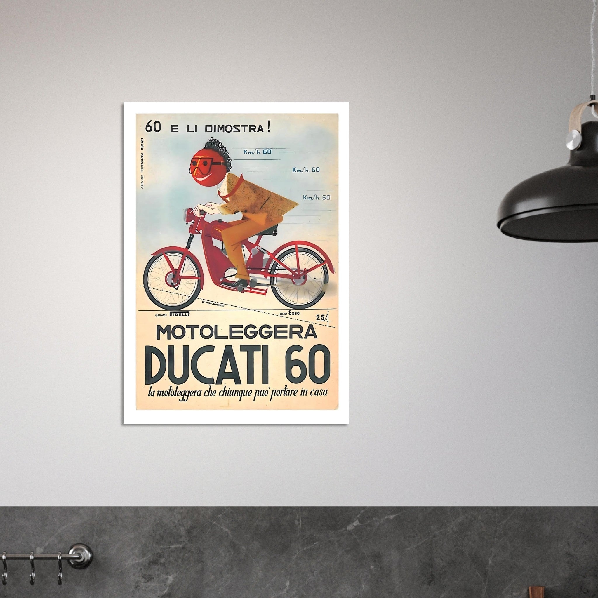 Vintage Motoleggera Ducati 60 Playful Italian Advertising Poster - Transit Art