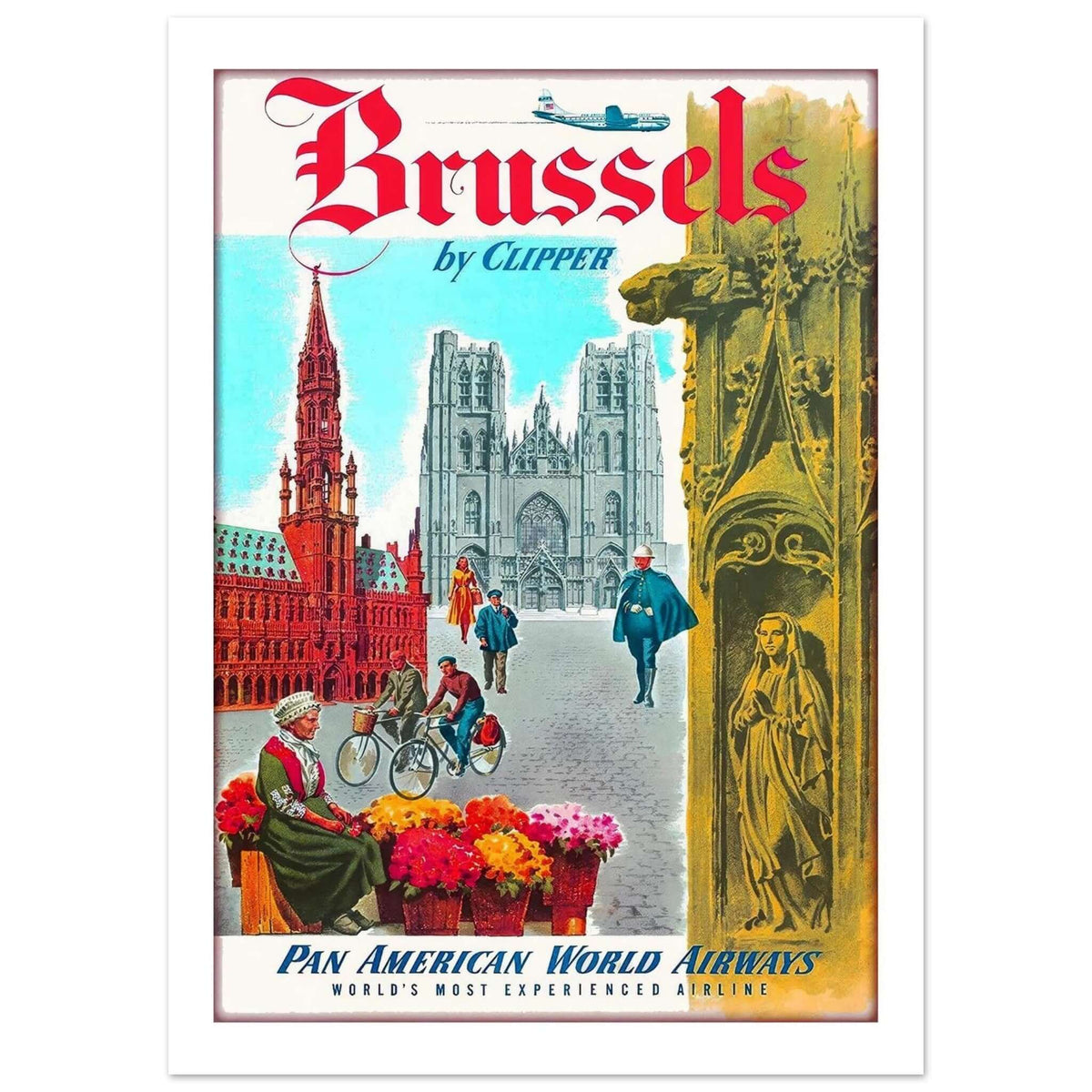 Vintage Pan Am Brussels Poster - Transit Art