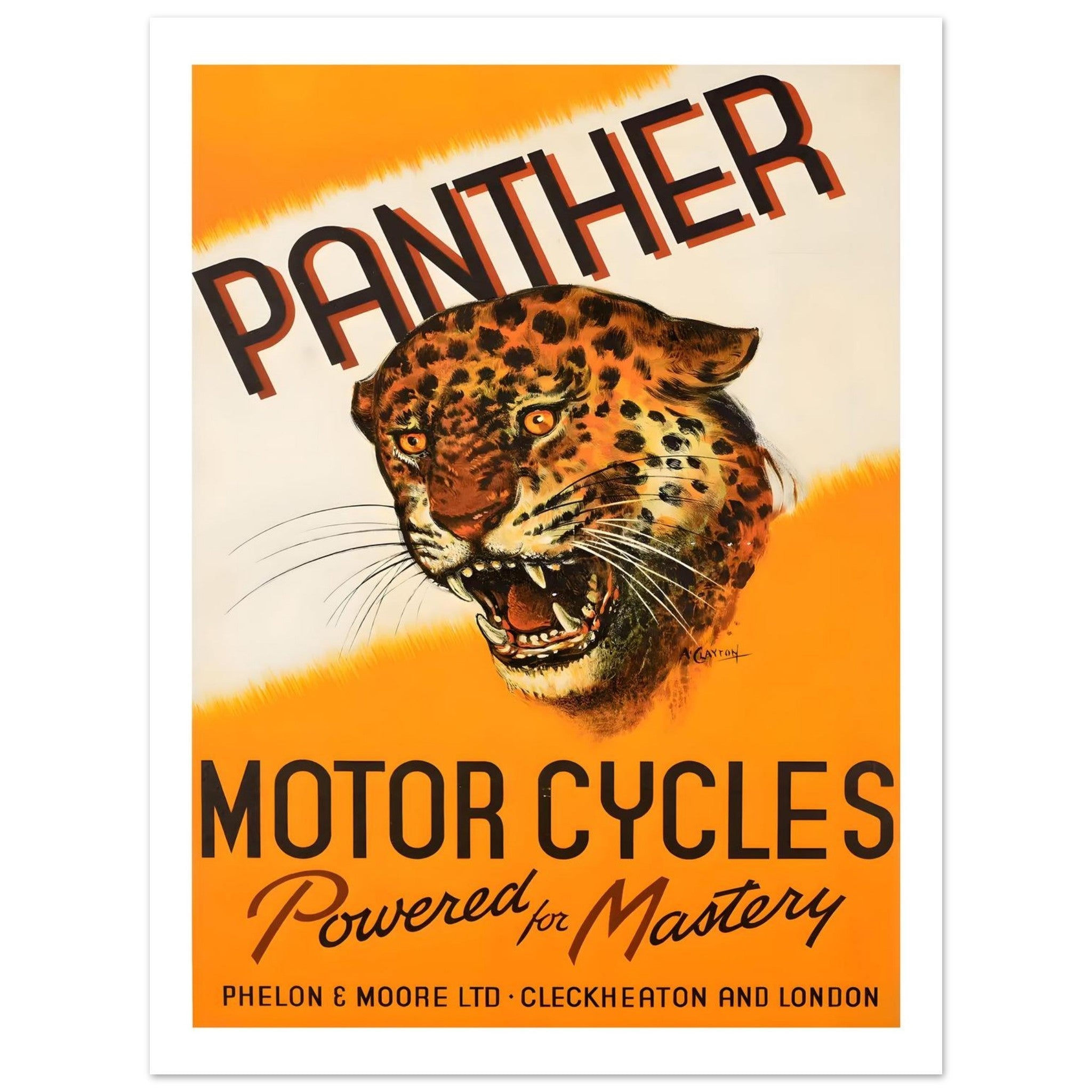 Vintage Panther Motor Cycles Powered for Mastery Poster - Transit Art