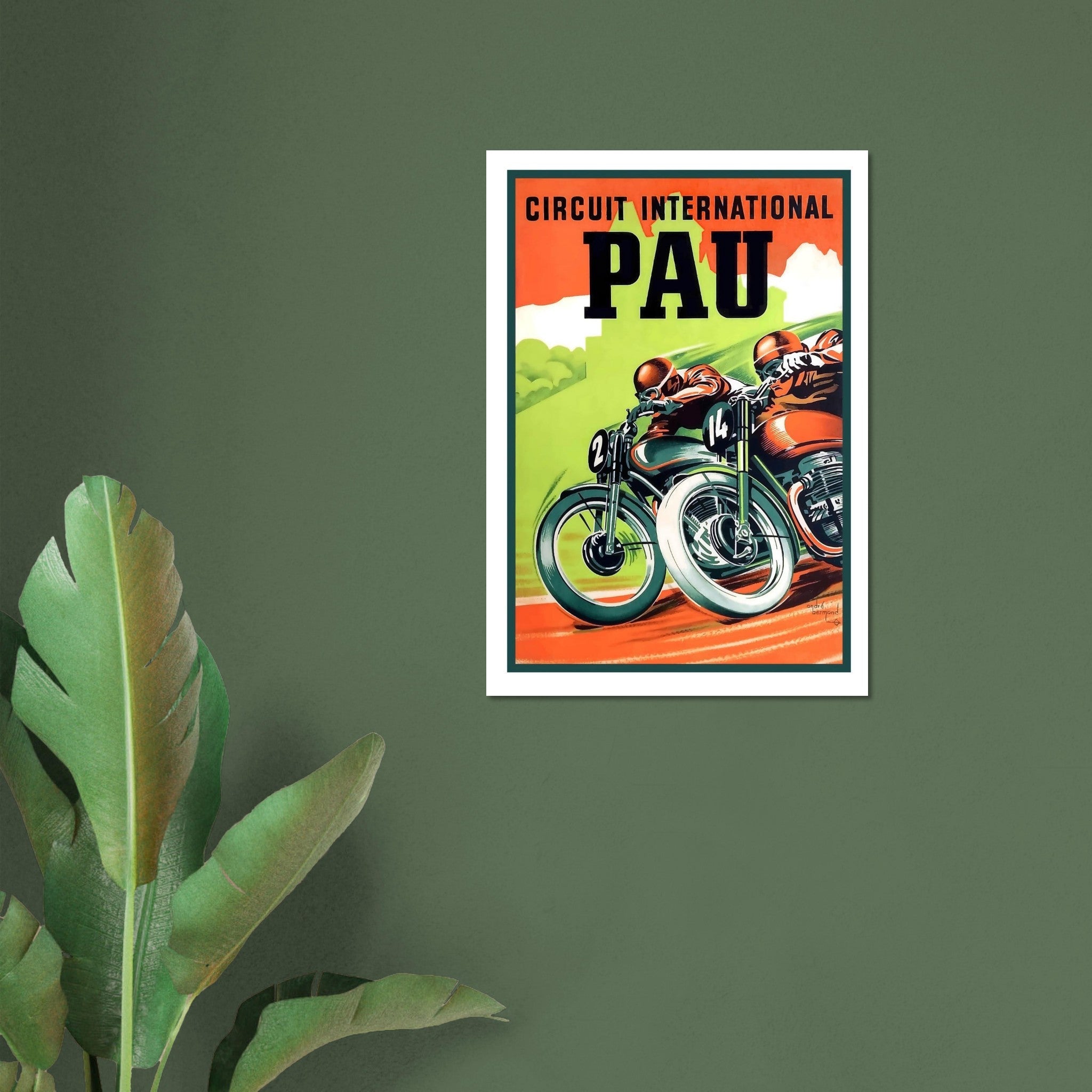 Vintage Pau International Circuit Motorcycle Poster - Transit Art