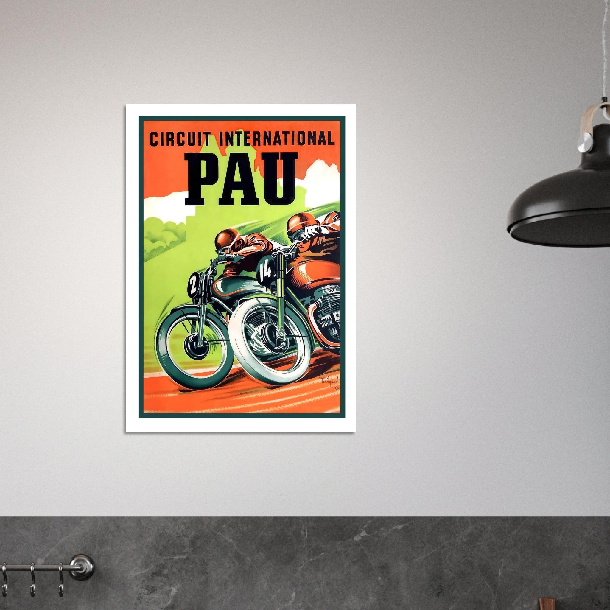 Vintage Pau International Circuit Motorcycle Poster - Transit Art