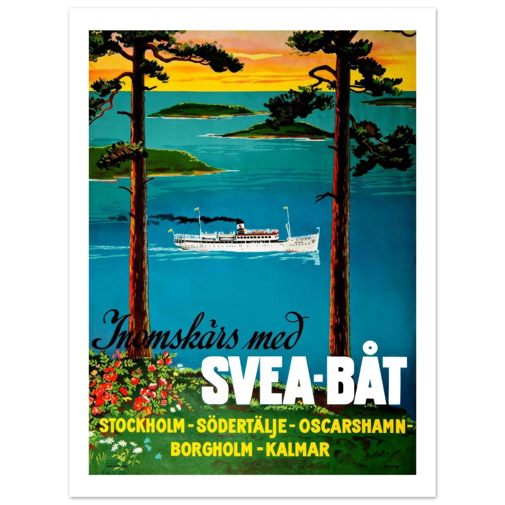 Vintage Swedish Travel Poster - Svea Båt - Transit Art