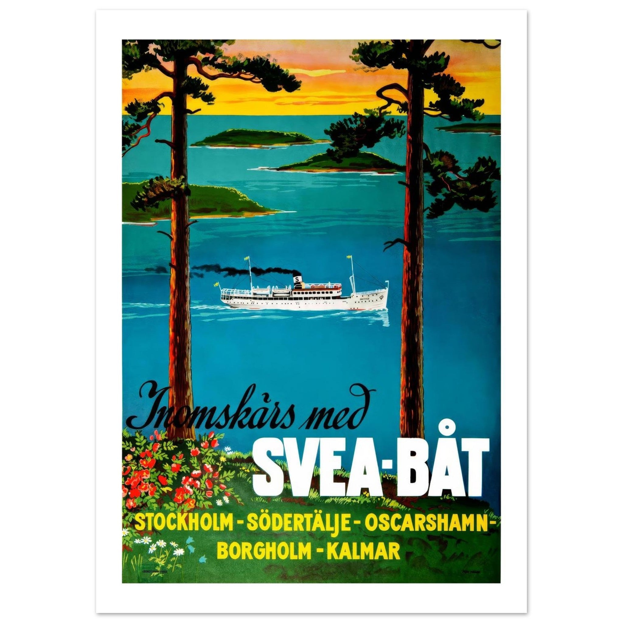 Vintage Swedish Travel Poster - Svea Båt - Transit Art