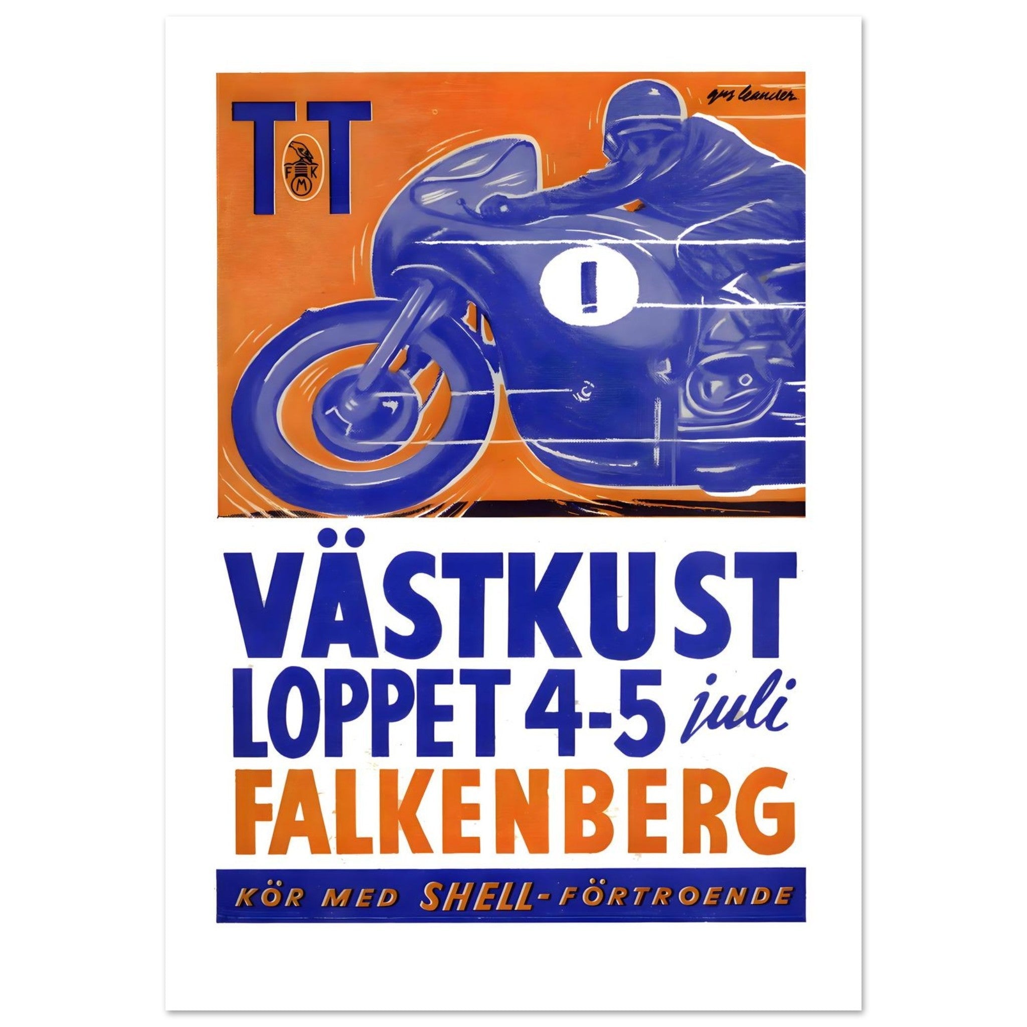 Vintage Västkustloppet Falkenberg Motorcycle Racing Poster - Transit Art