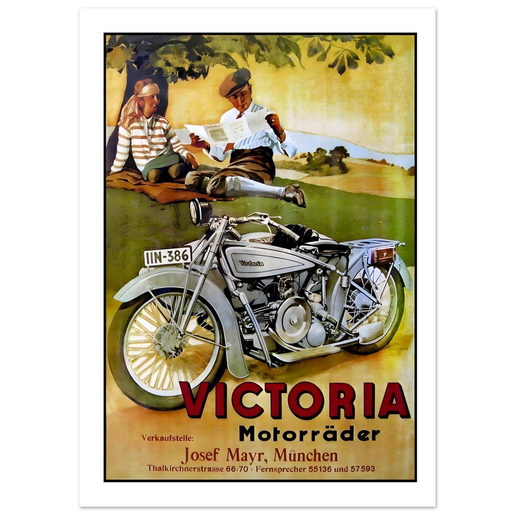 Vintage Victoria Motorcycle Advertisement Poster - Transit Art