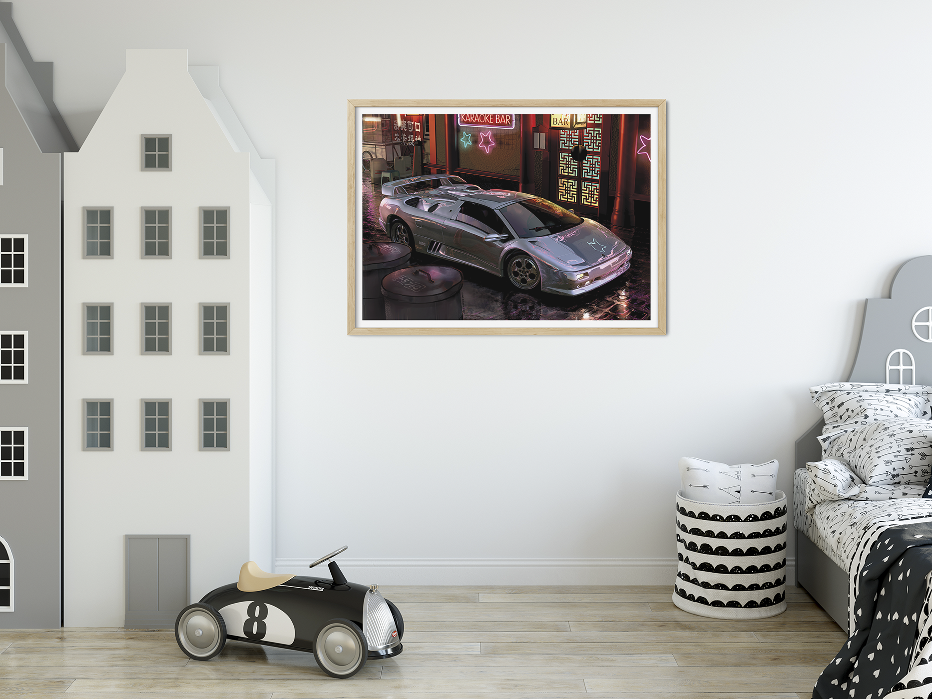 A Lamborghini in Hong Kong. Illustration with incredible techniques